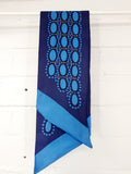 Sininen pitkä vintage asustehuivi 80-luvulta, blue 80s scarf, 