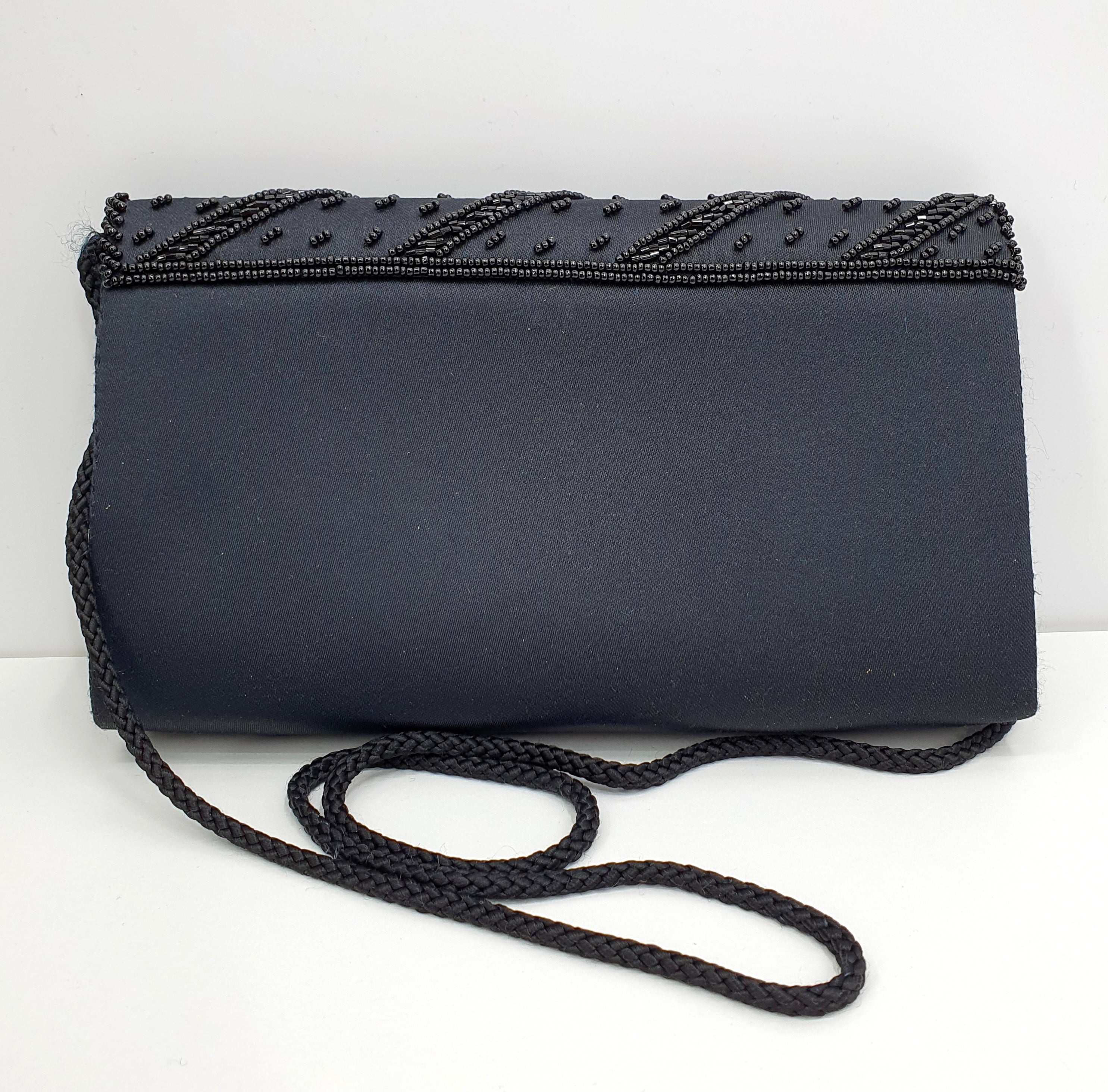 Black pearl embroidered party bag
