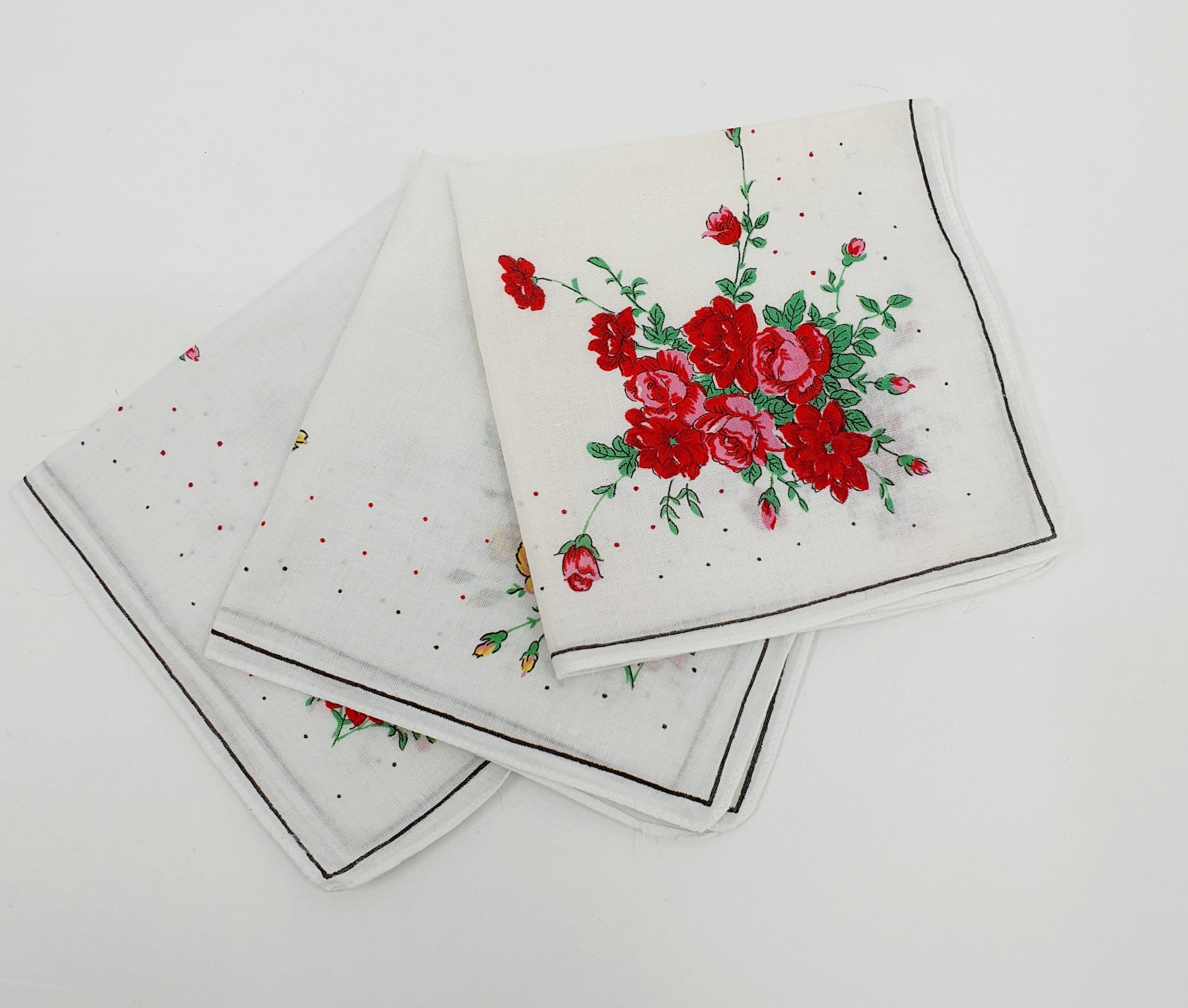 Vintage kangasliinat 3kpl, 1980-luku, kukkakuvio