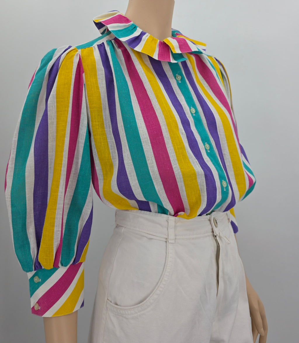 Colorful striped blouse from the 80s, size 38-40-42