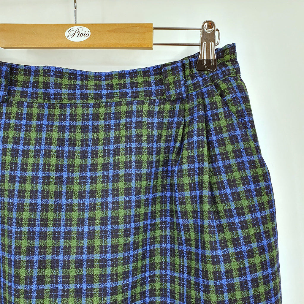 Image Wear, checkered wool fabric skirt from the 90s, waist 74cm, size 38