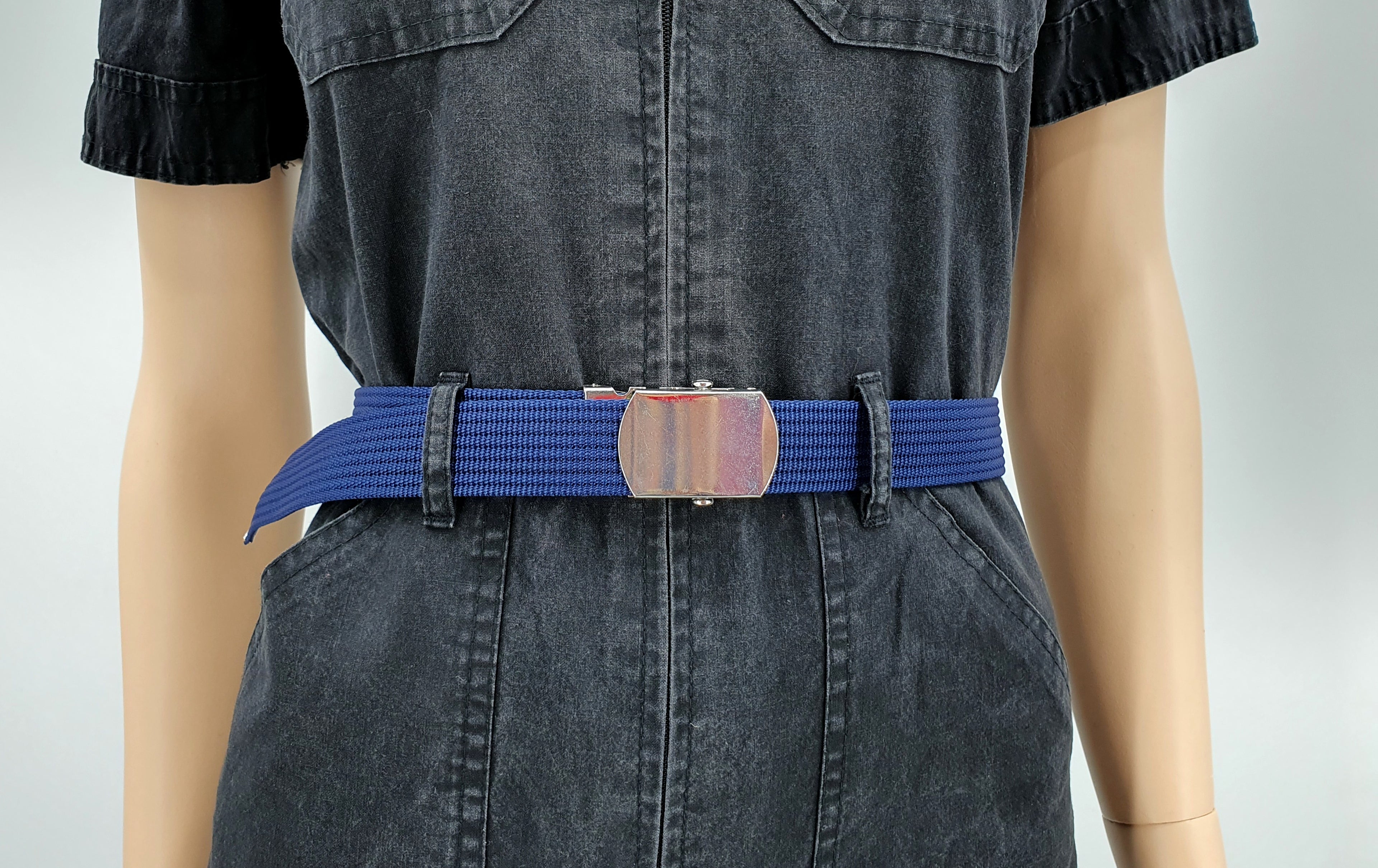 Textile belt, dark blue, length 88cm