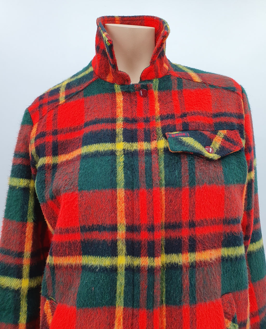 Game, checked winter jacket with teddy lining, 80s, size 38