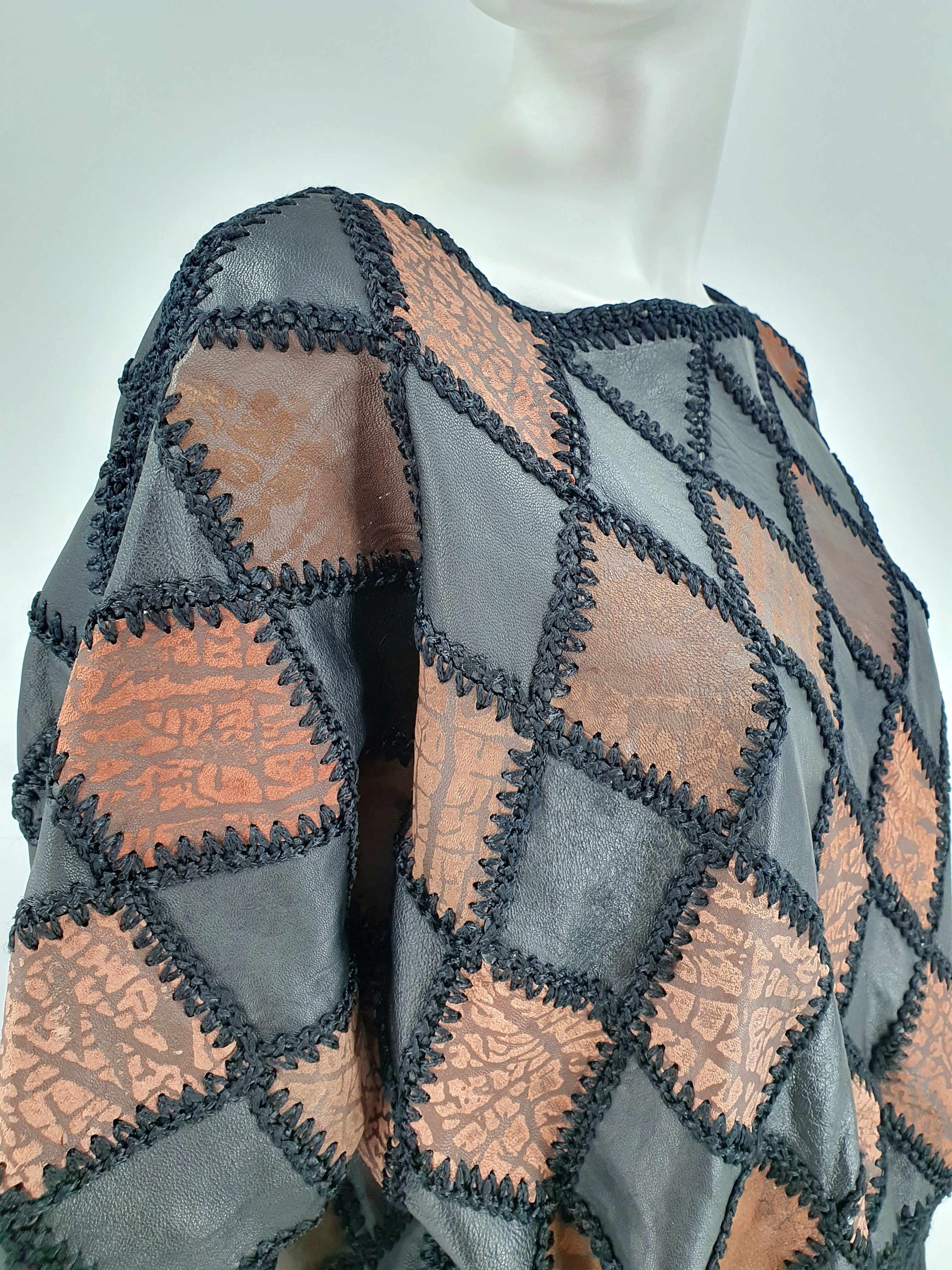 Nahkapaloista tehty pusero, koko 36-38-40