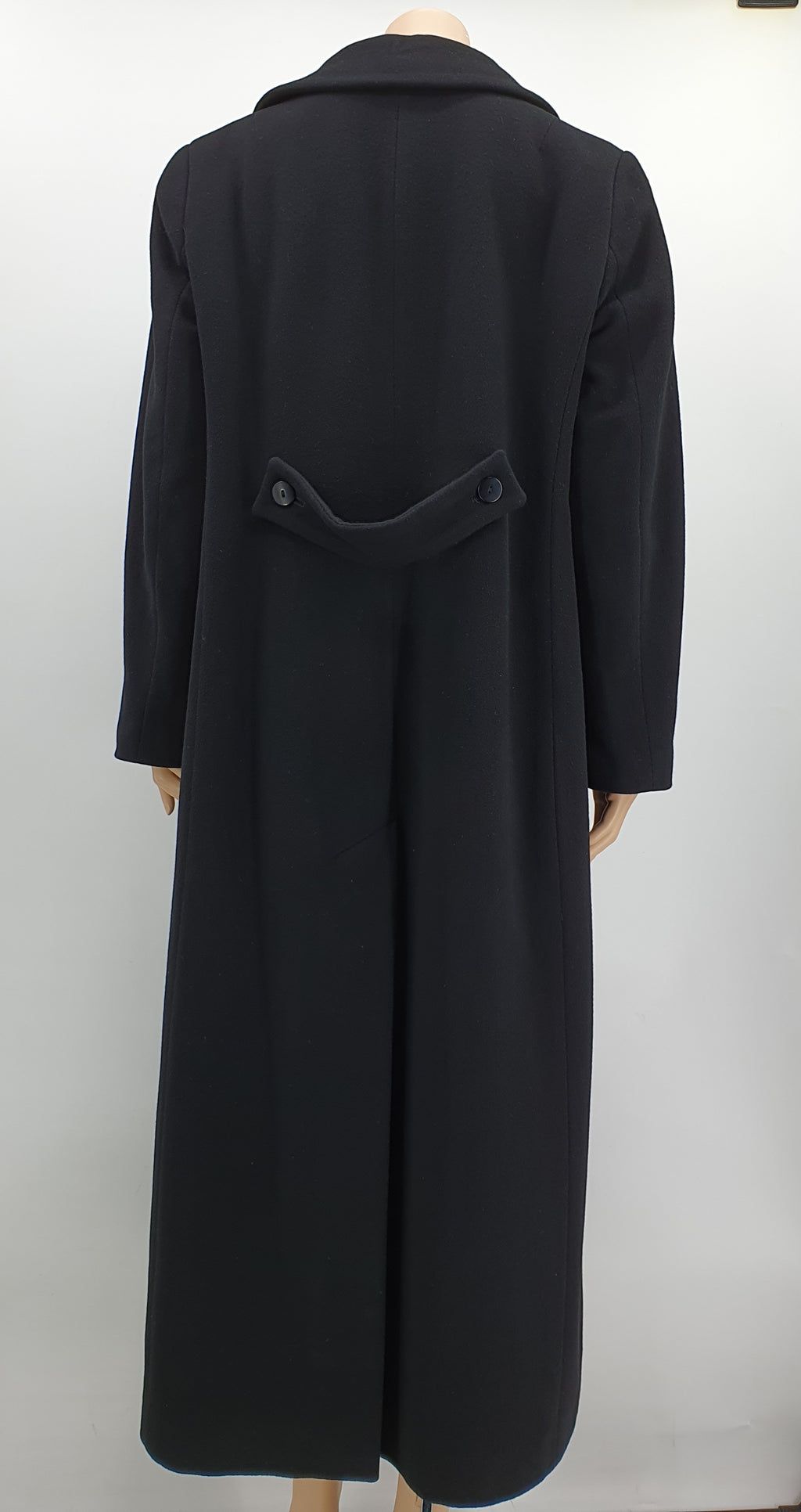 Finn-Flare, black long wool coat, size 42