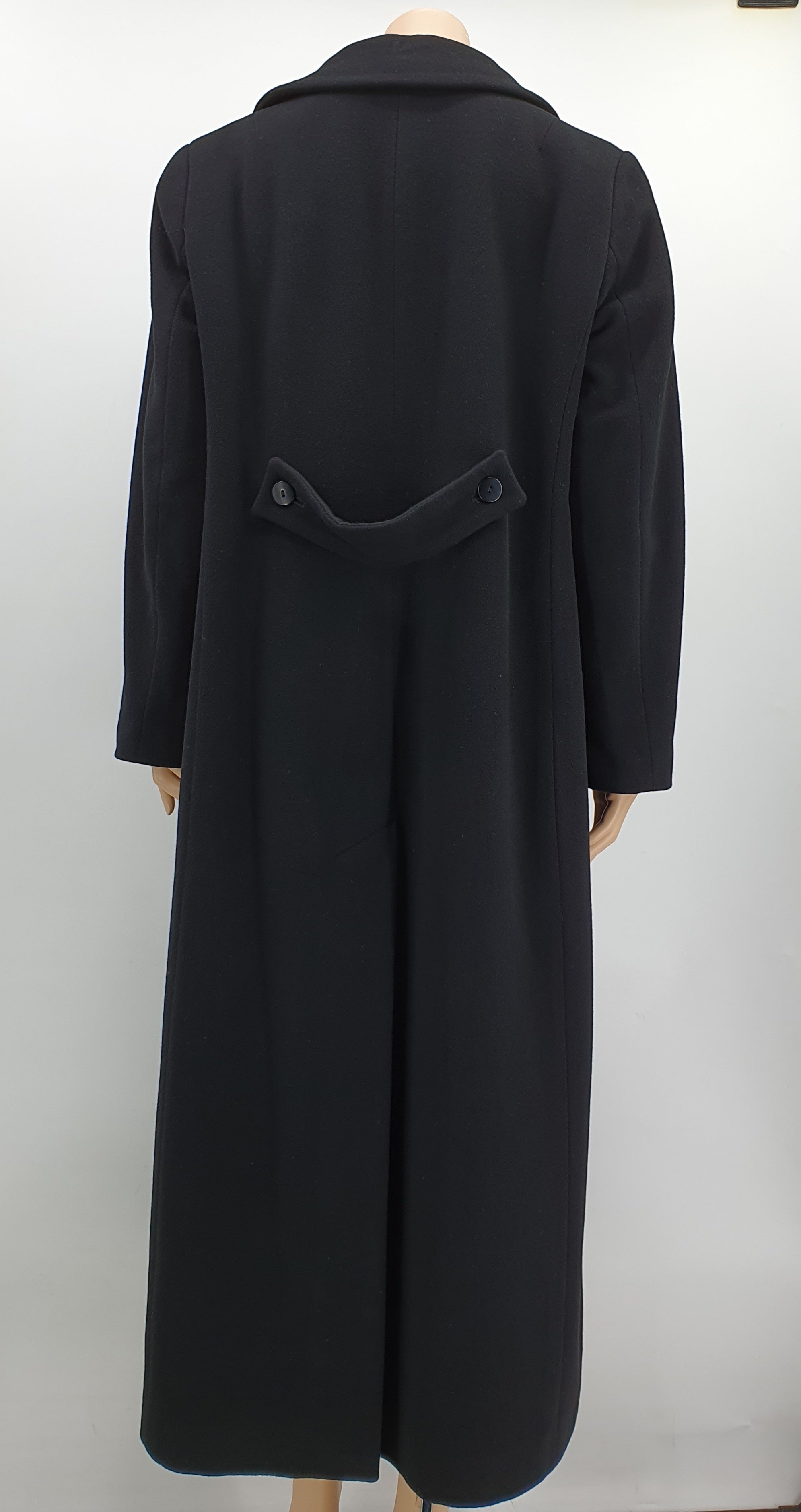 Finn-Flare, black long wool coat, size 42
