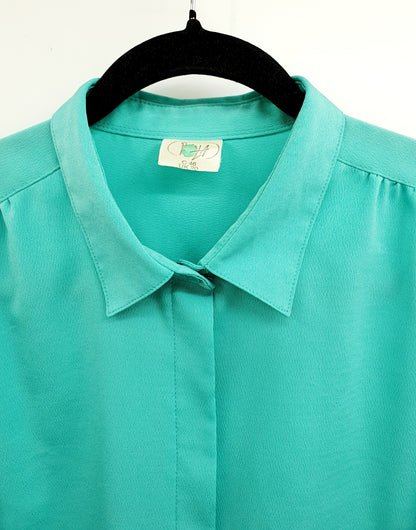 Pola, aqua green women's blouse from the 80s, size 40/42