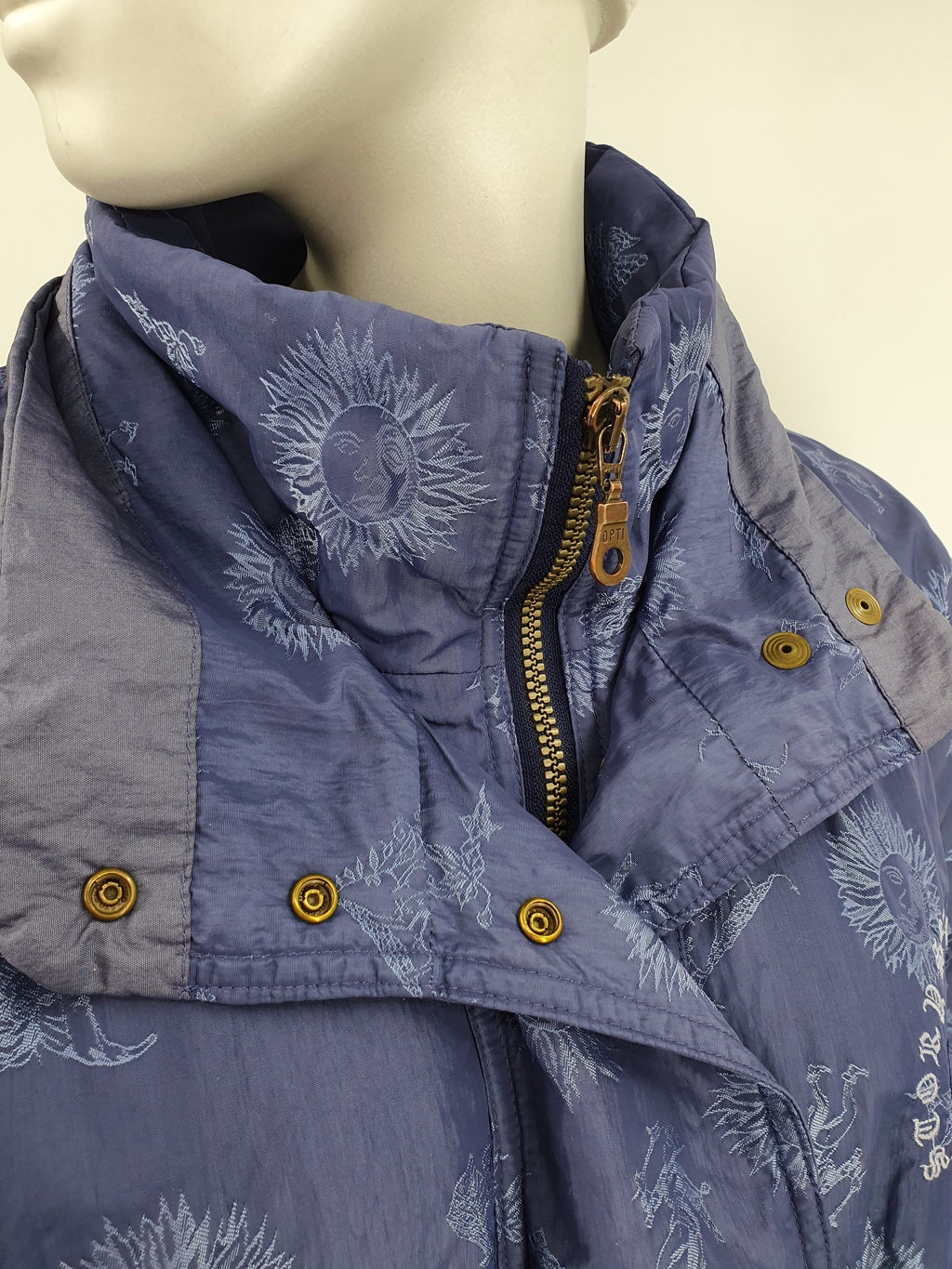 Grey-blue padded winter jacket from the 80s, size 40-42