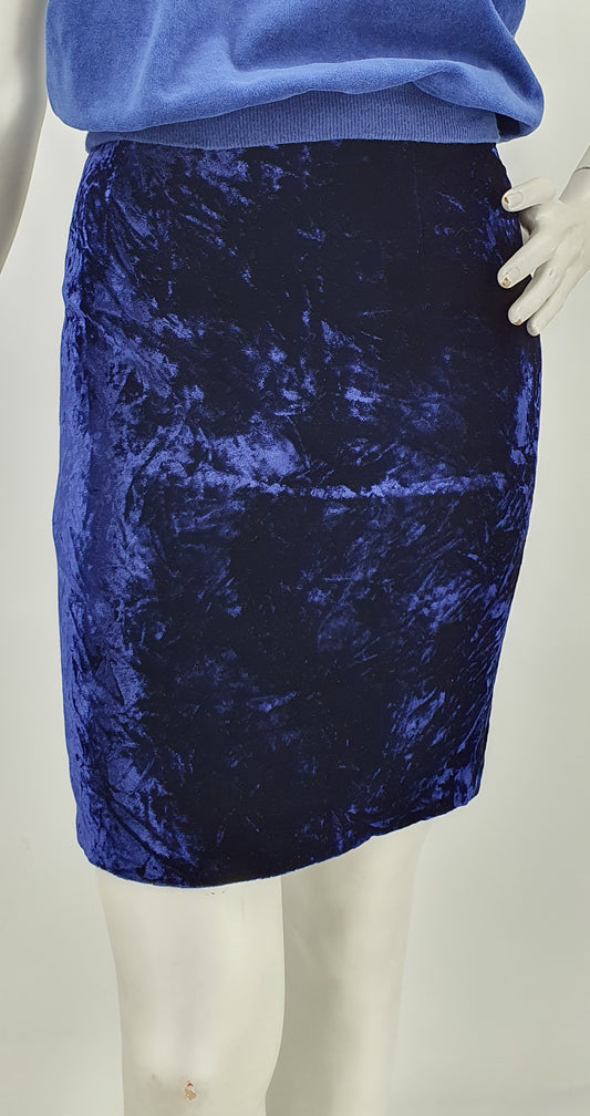 Apart impressions, electric blue velvet pencil skirt from the 90s, waist 70cm, size 34