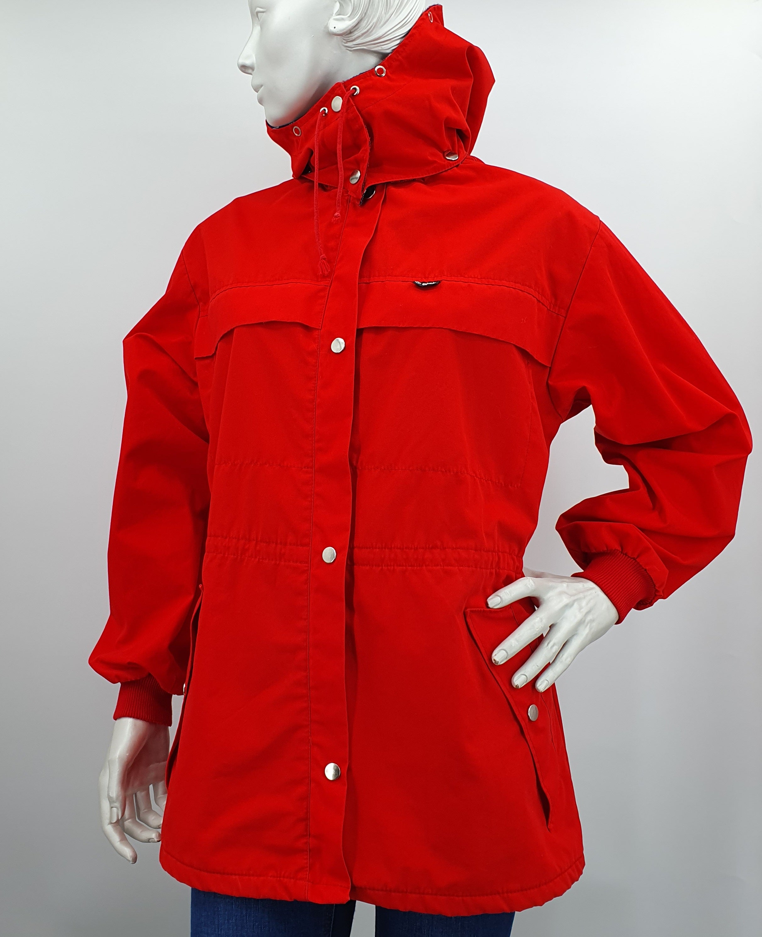 Ajak, bright red mid-season jacket from the 80s, size 38-40