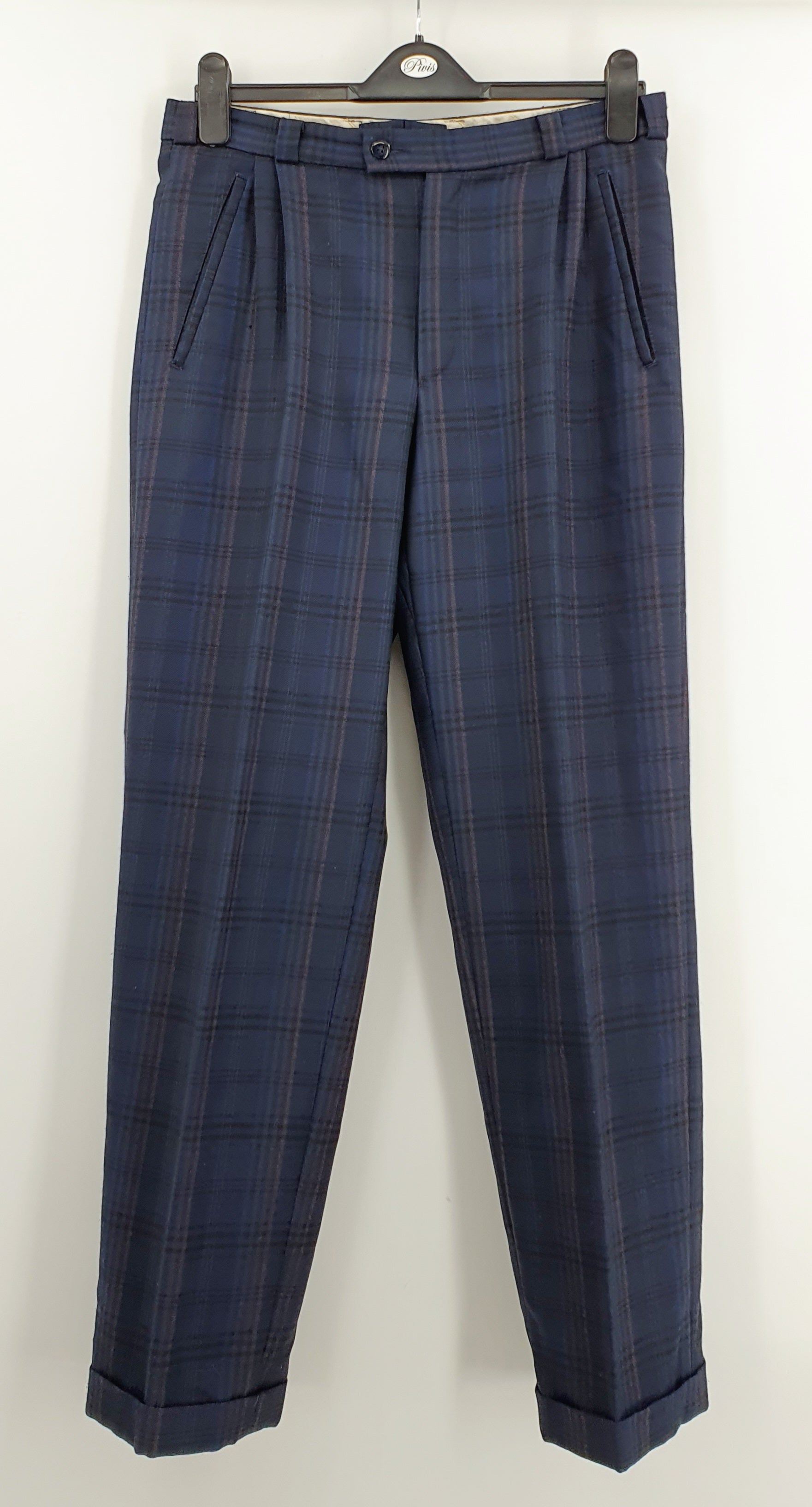 Melka, men's checkered straight pants from the 80s-90s, waist 82cm