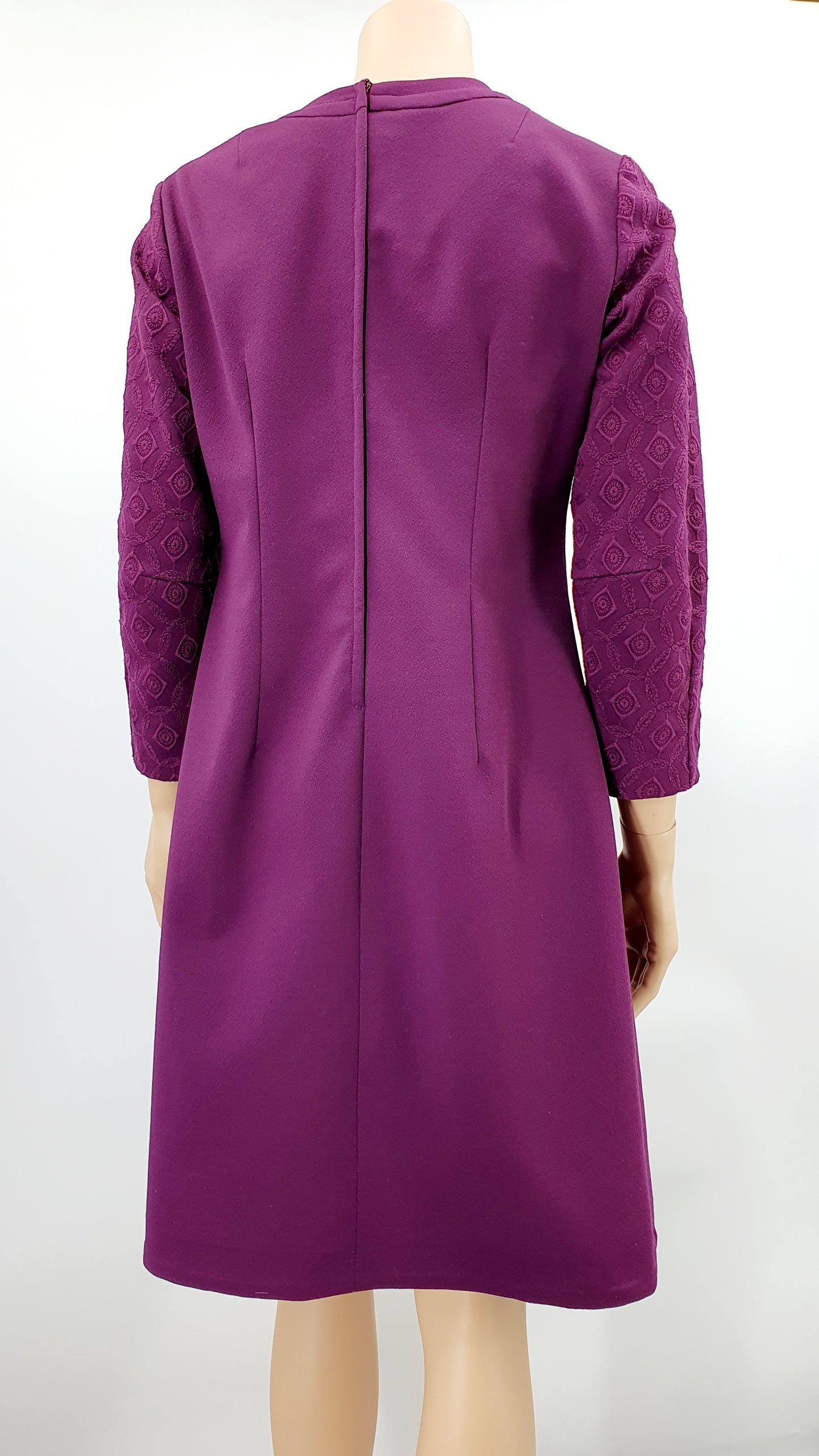 Suojanen Oy, plum-colored party dress from the 60s-70s, size 38