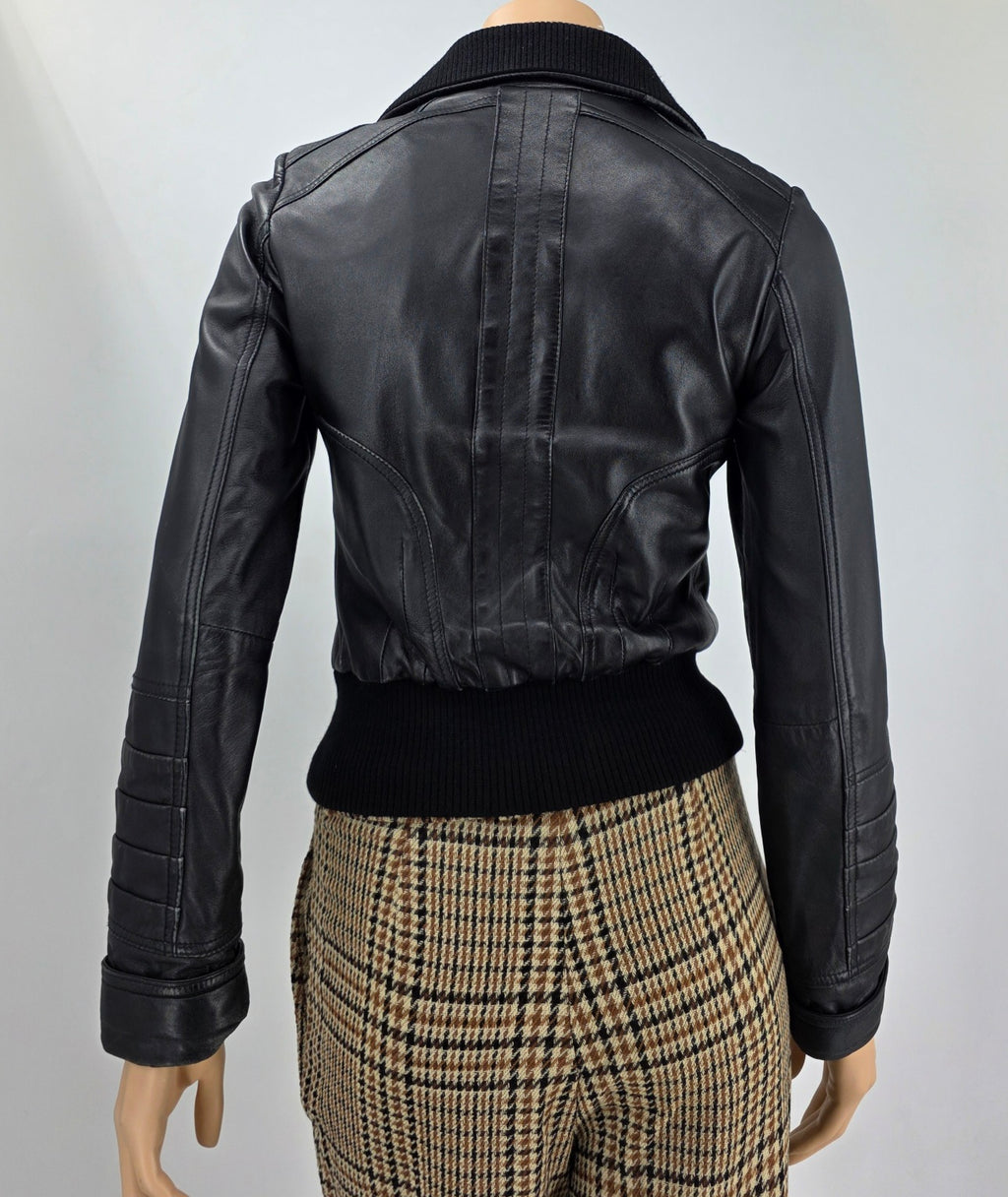 Bruno Zaragoza, Y2K Italian black leather jacket, size 34-36