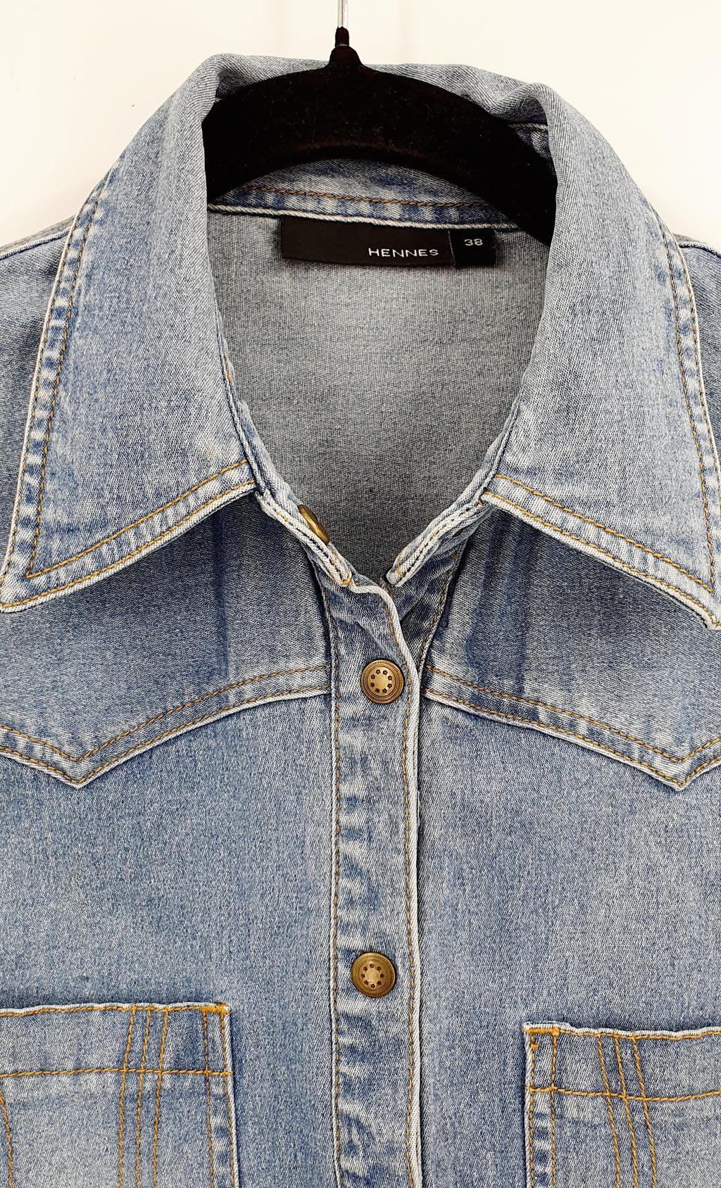 Hennes, blue denim shirt, early 2000s, size 38