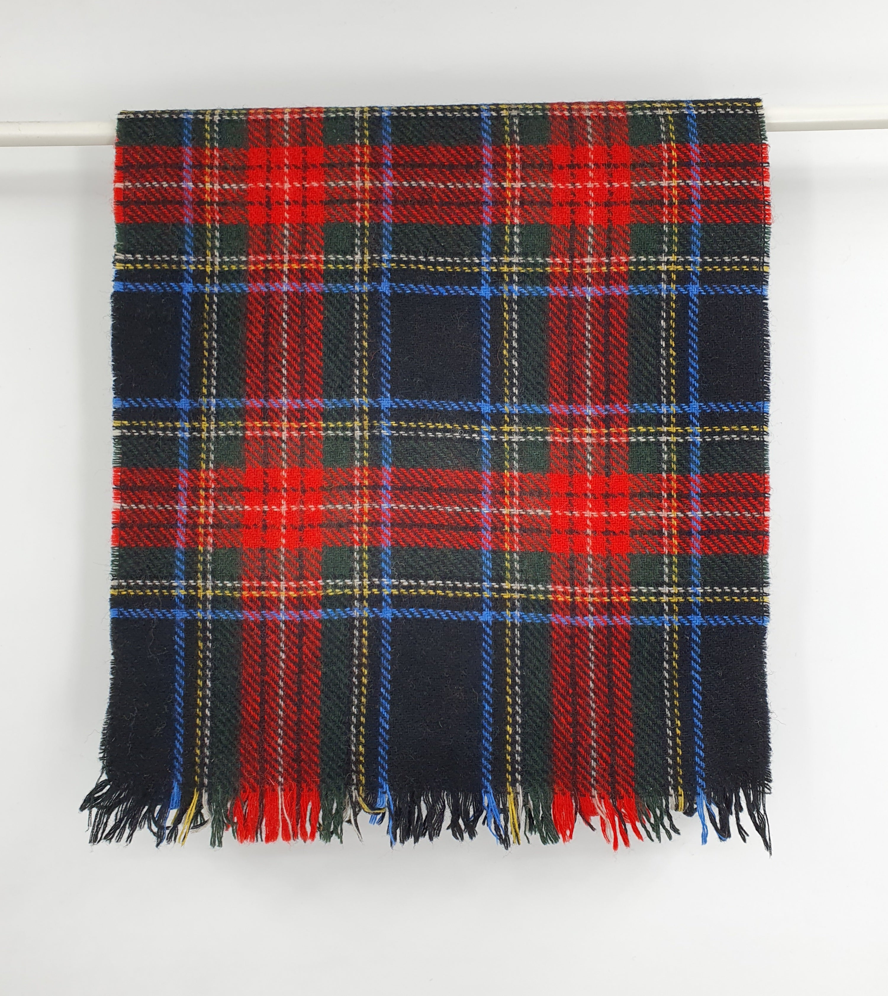 Merino, tartan wool scarf from the 70s-80s, size 25x120cm
