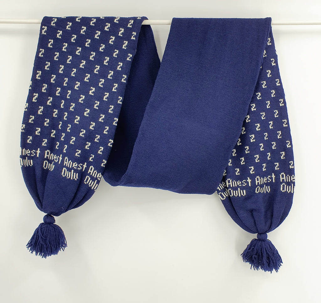 Dark blue long scarf with Z pattern, size 22x200cm