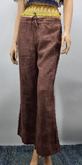 MEXX, brown low-waisted linen trousers from the 2000s, waist 82cm, size 36-38