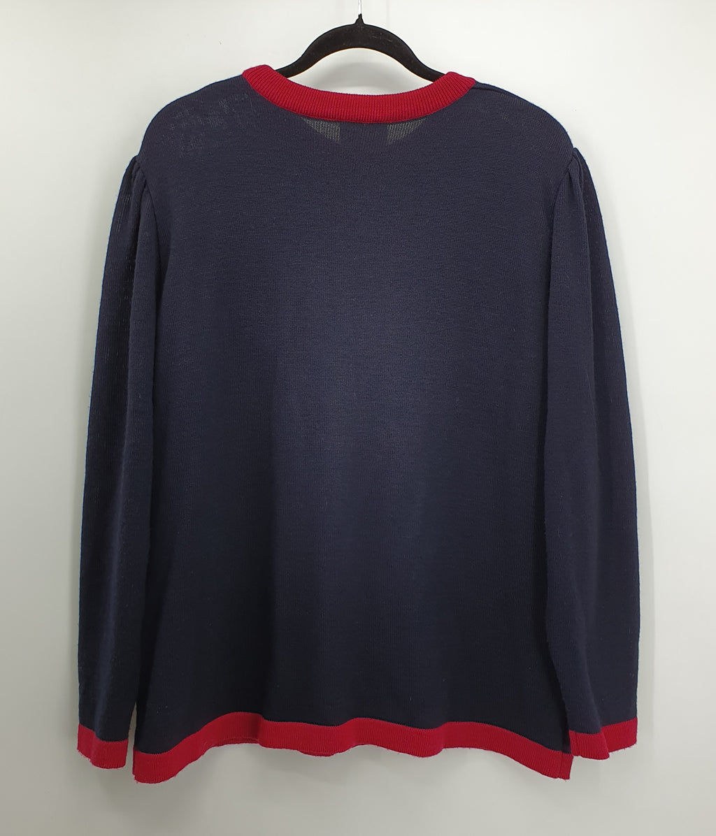 Janina Schreck, dark blue sweater from the 80s-90s, size 42-44