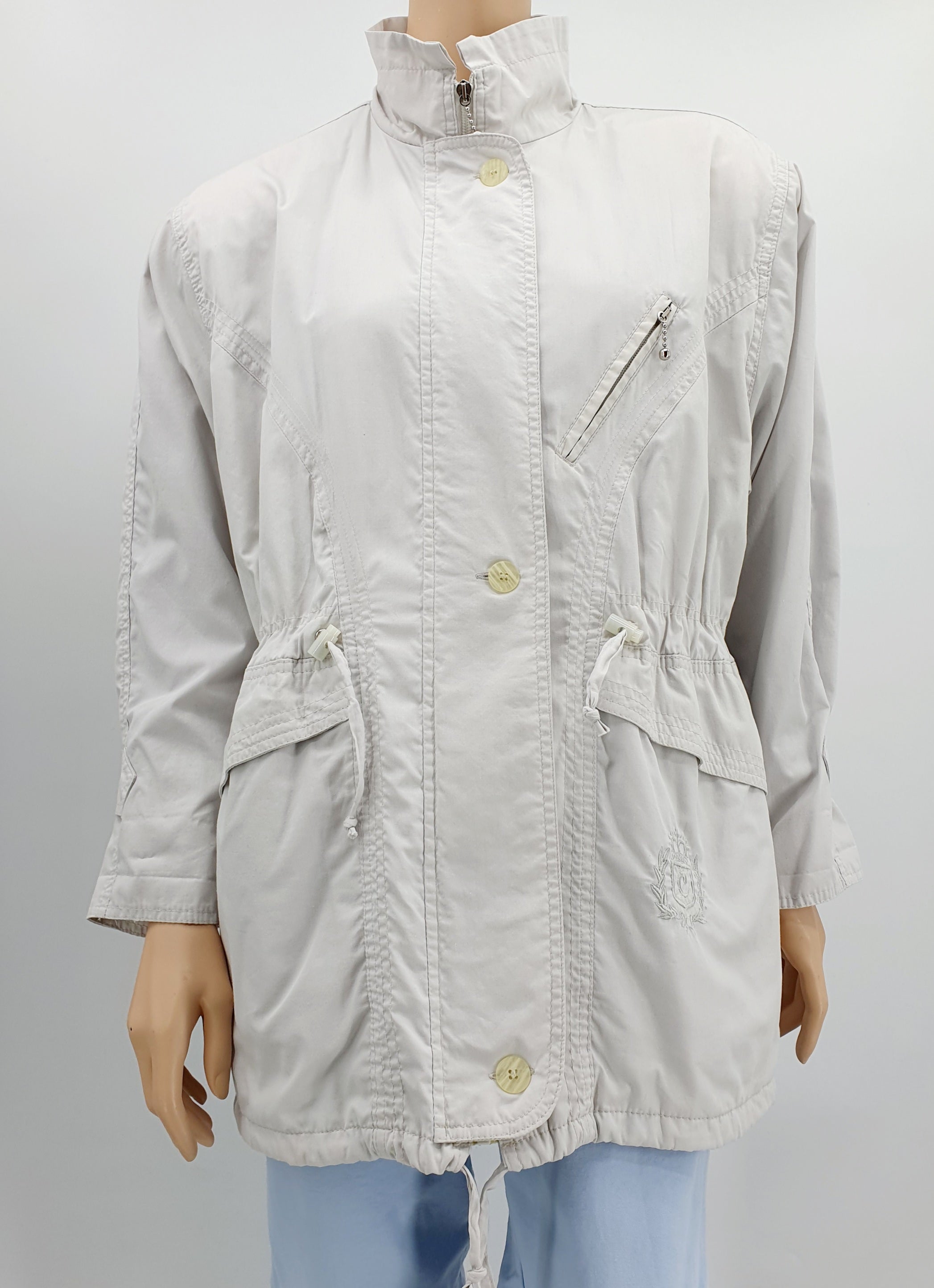 Reflex, luunvalkoinen välikausitakki 90-luvulta, kevät-kesätakki naiselle