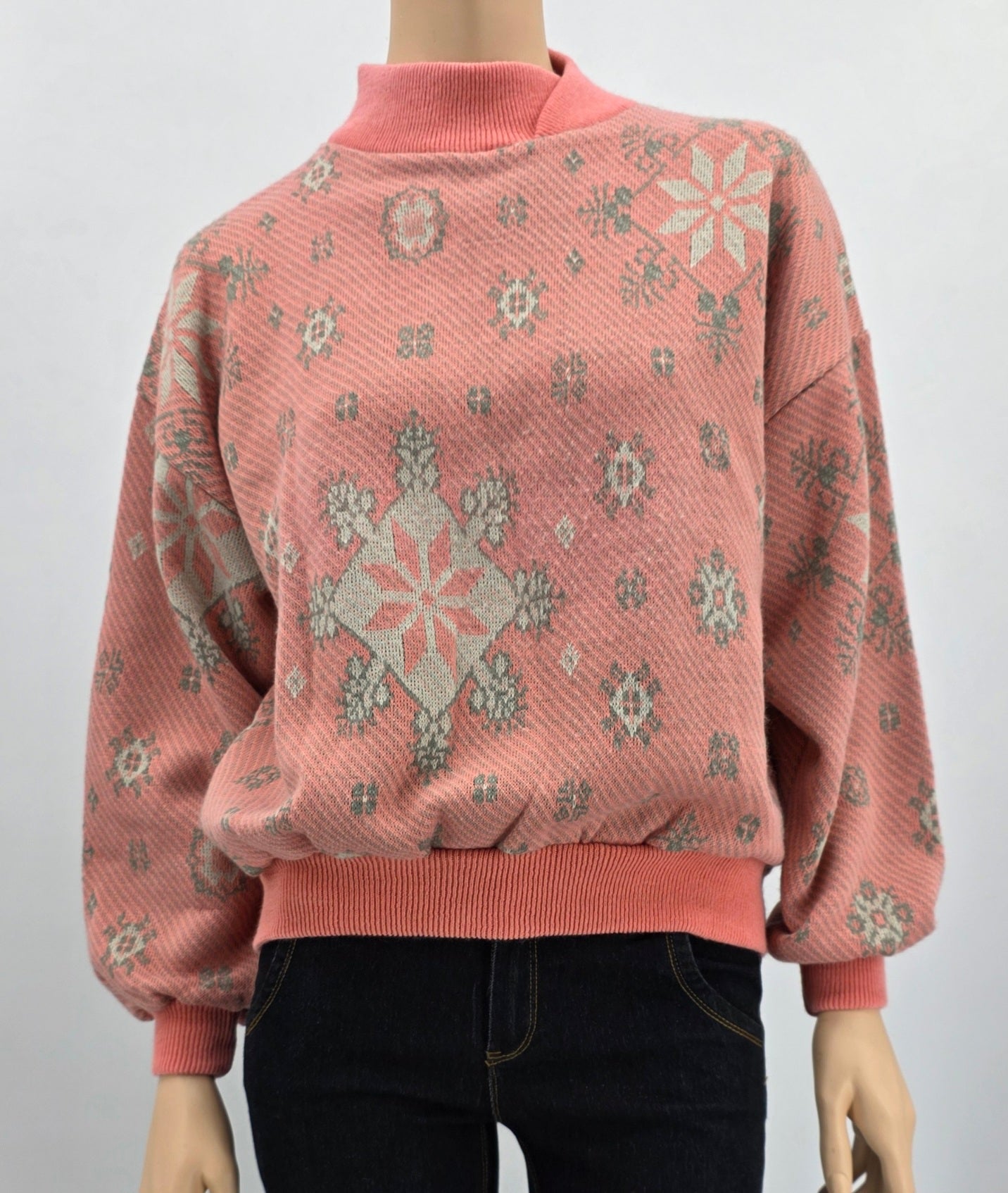 Salmon red sweater from the 80s, unused, size 36-38