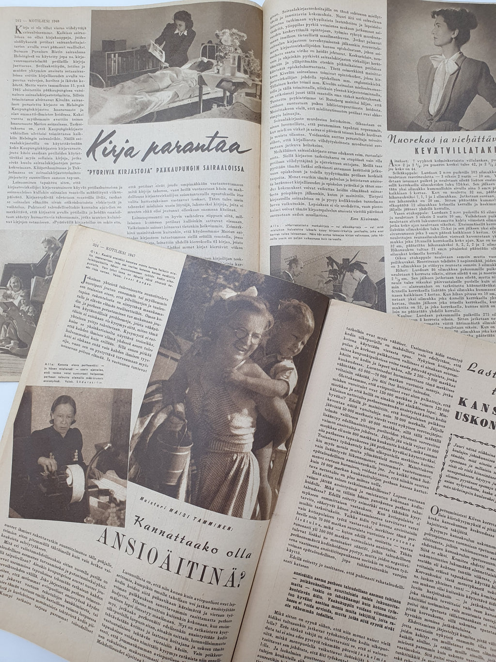 Kotiliesi-lehdet 1940-luvulta, vintage lehtiä, kuva sisäsivuilta
