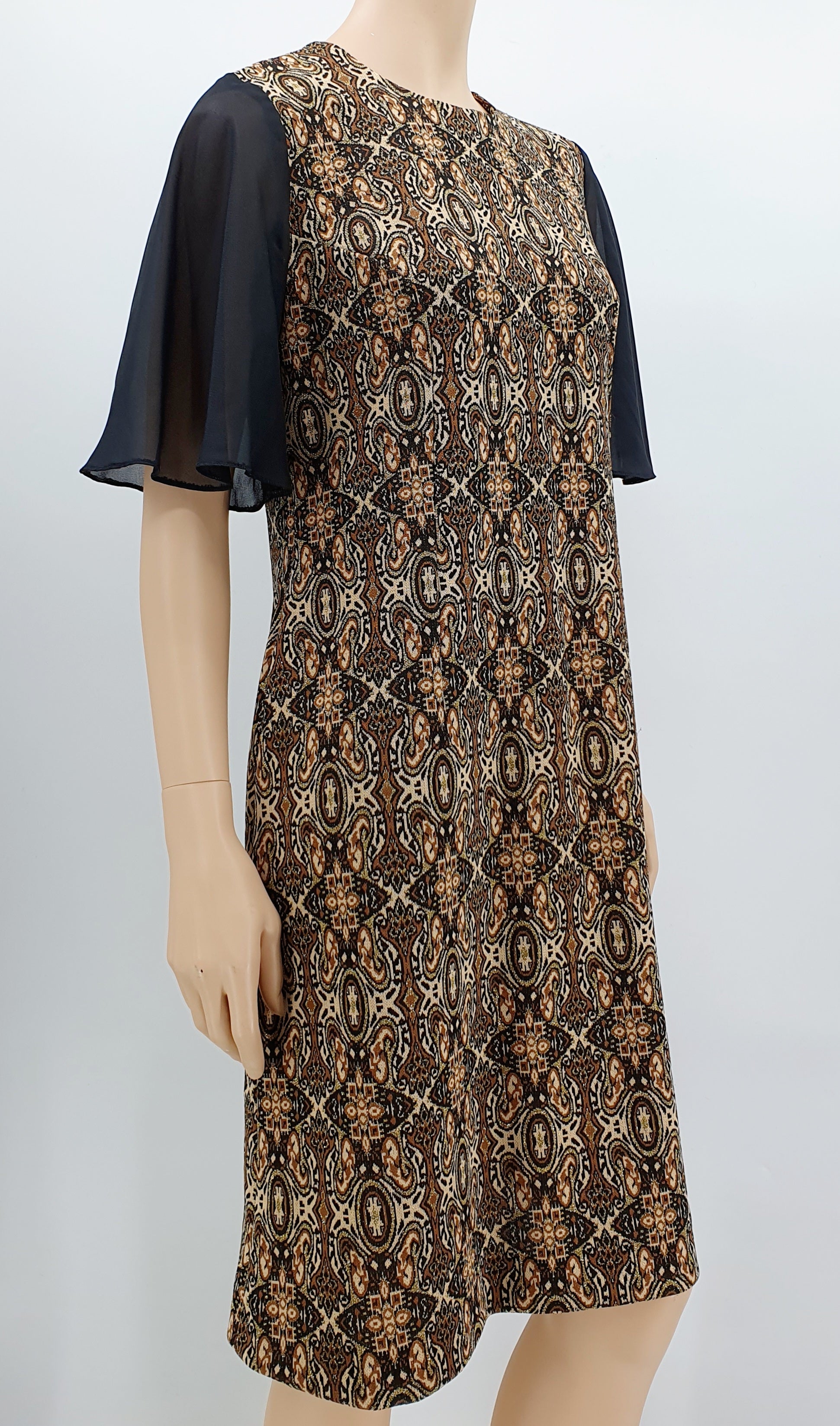 Black and brown glittering party dress from the 70s, size 38/40