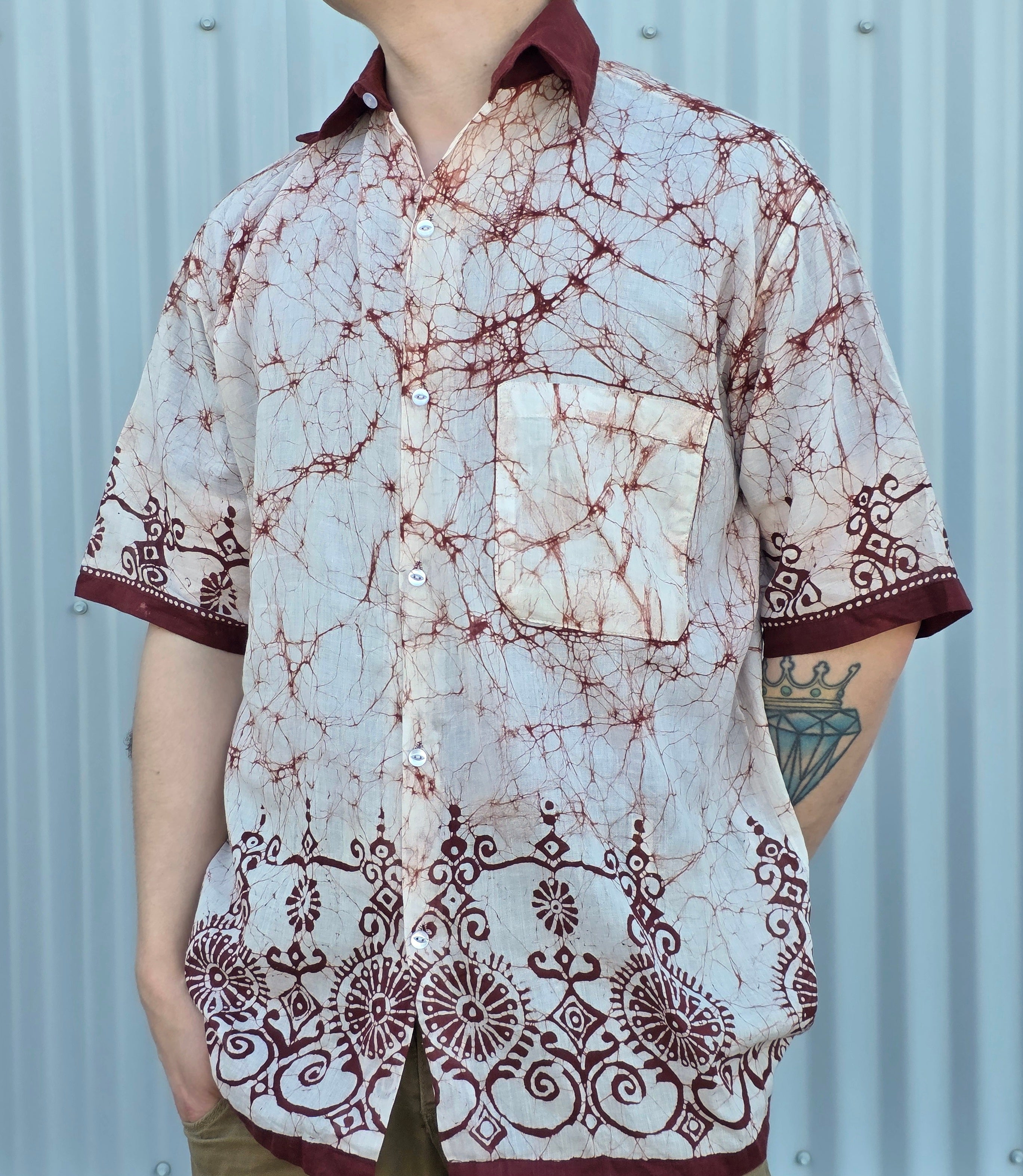 ArtLanka, batik-dyed men's summer shirt, size M/L