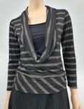 Text, black Y2K sweater with drop collar, size 36