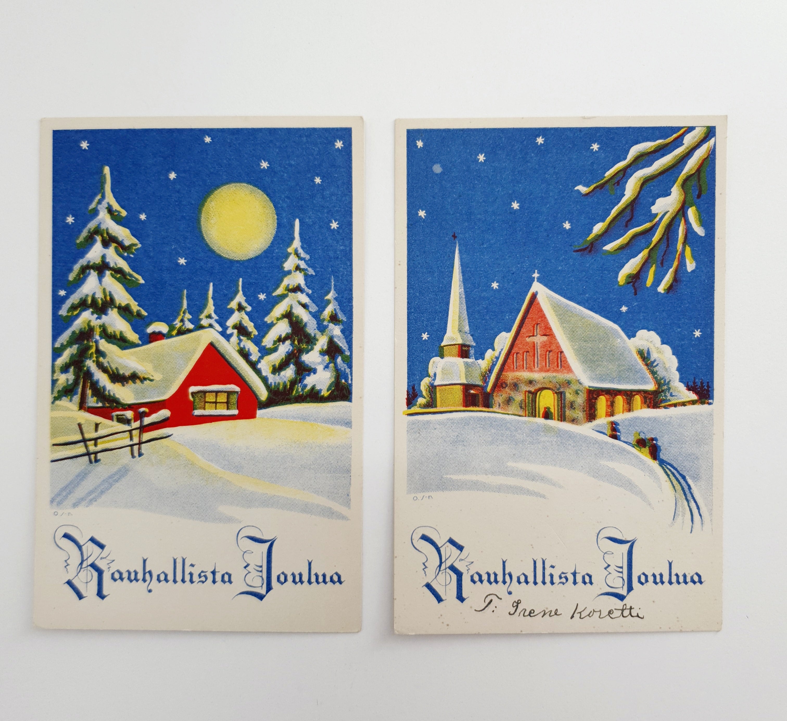 Peaceful Christmas Christmas cards from 1937, 2 pcs