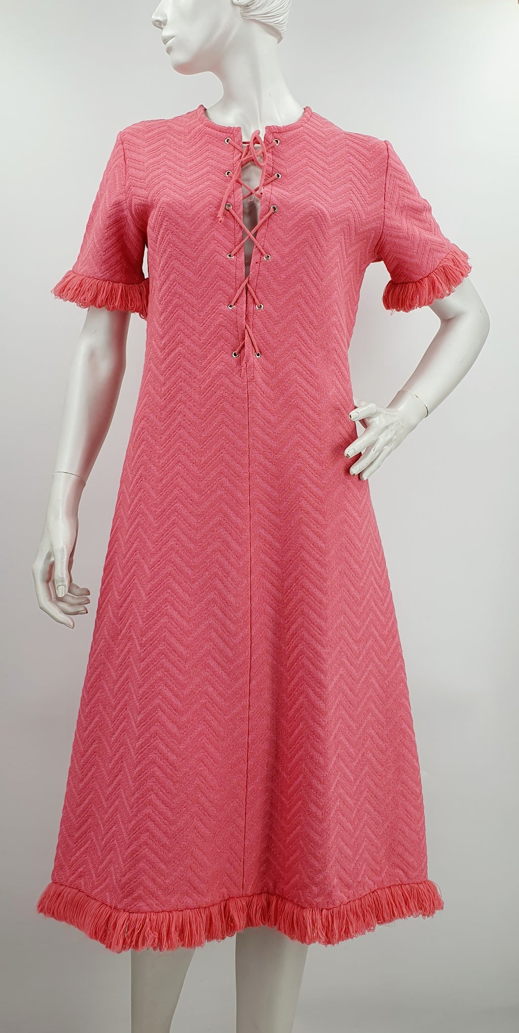 Pink vintage maxidress from the 60s-70s, size 36-38