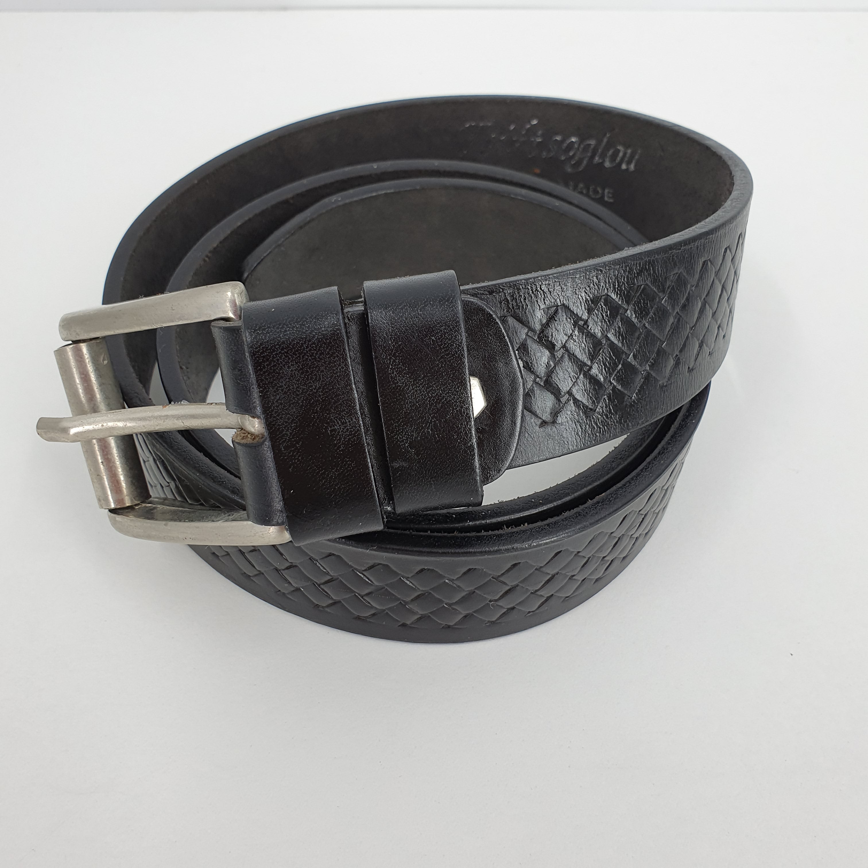 Men's black leather belt from Greece