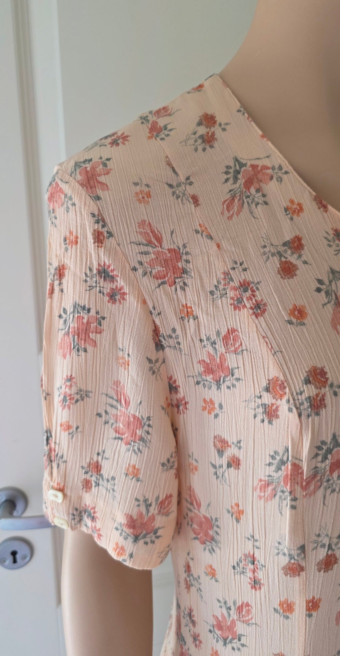 Pola, ruched viscose dress from the 90s, size 40-42