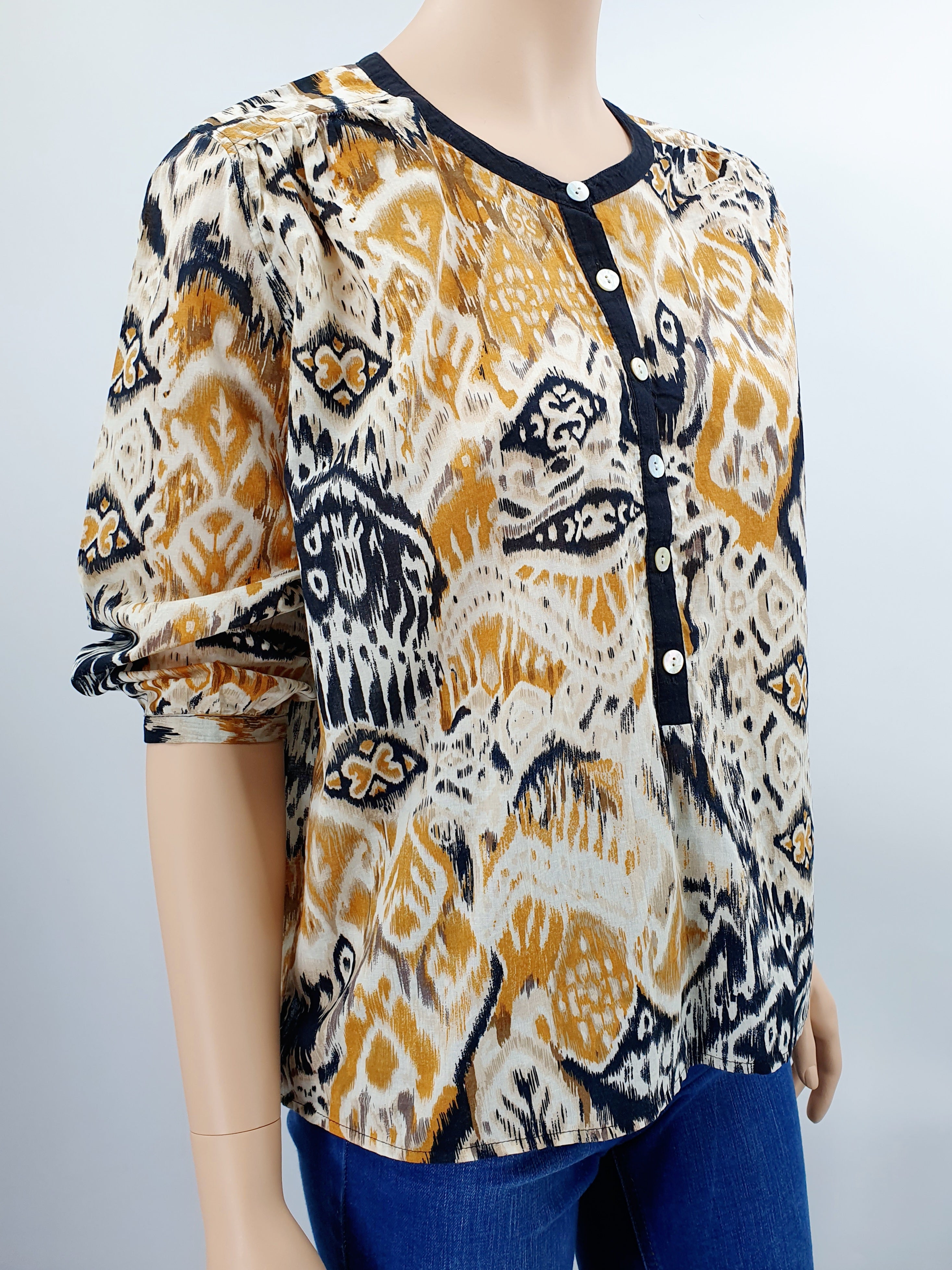JAP cotton blouse from the 2000s, half-length sleeves, size 36-38-40, D-sizing