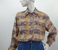 Beige-blue viscose shirt from the 90s, 38-40