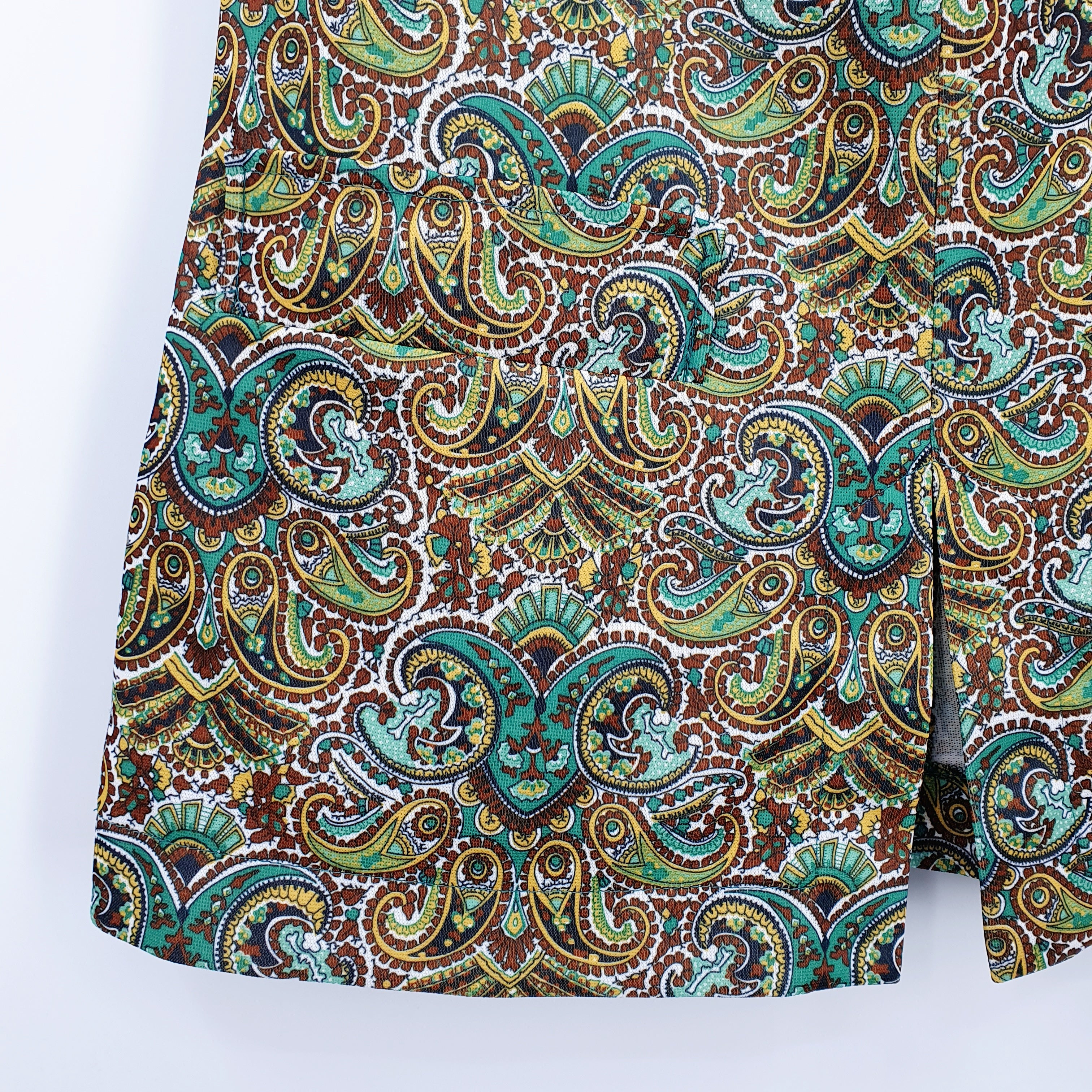 Paisley patterned sleeveless tunic from the 60s, size 34-36