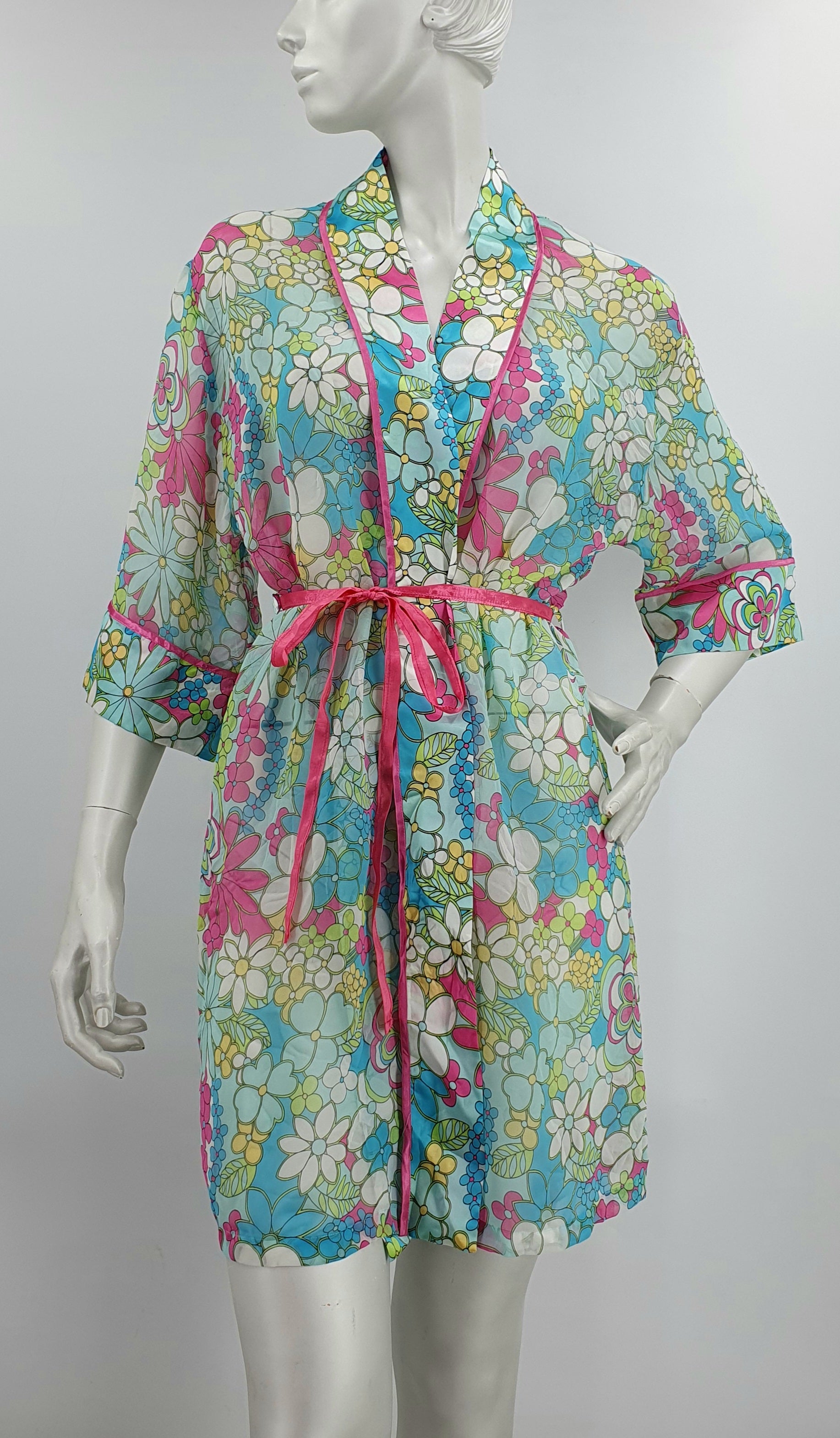 Delicates, colorful floral pattern dressing gown, size 36