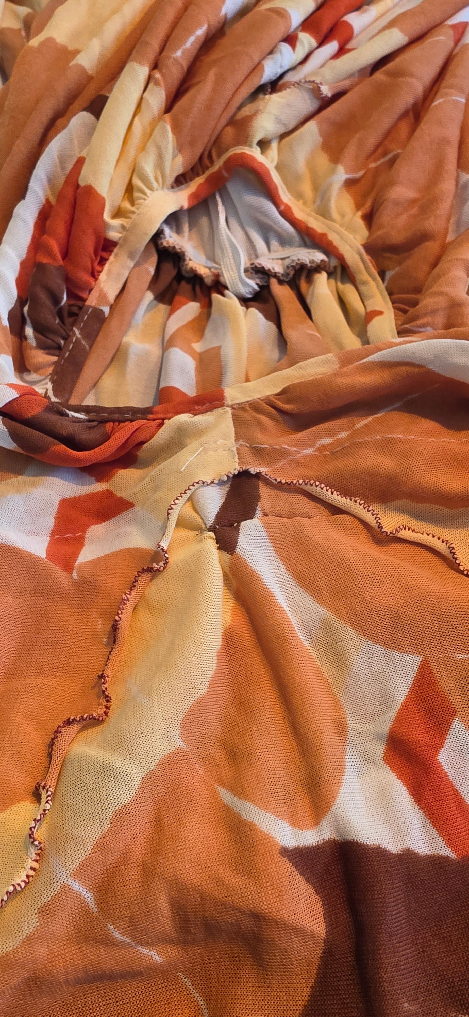 Flowing warm-toned summer dress from the 80s-90s, size 36-38-40