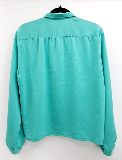 Pola, aqua green women's blouse from the 80s, size 40/42