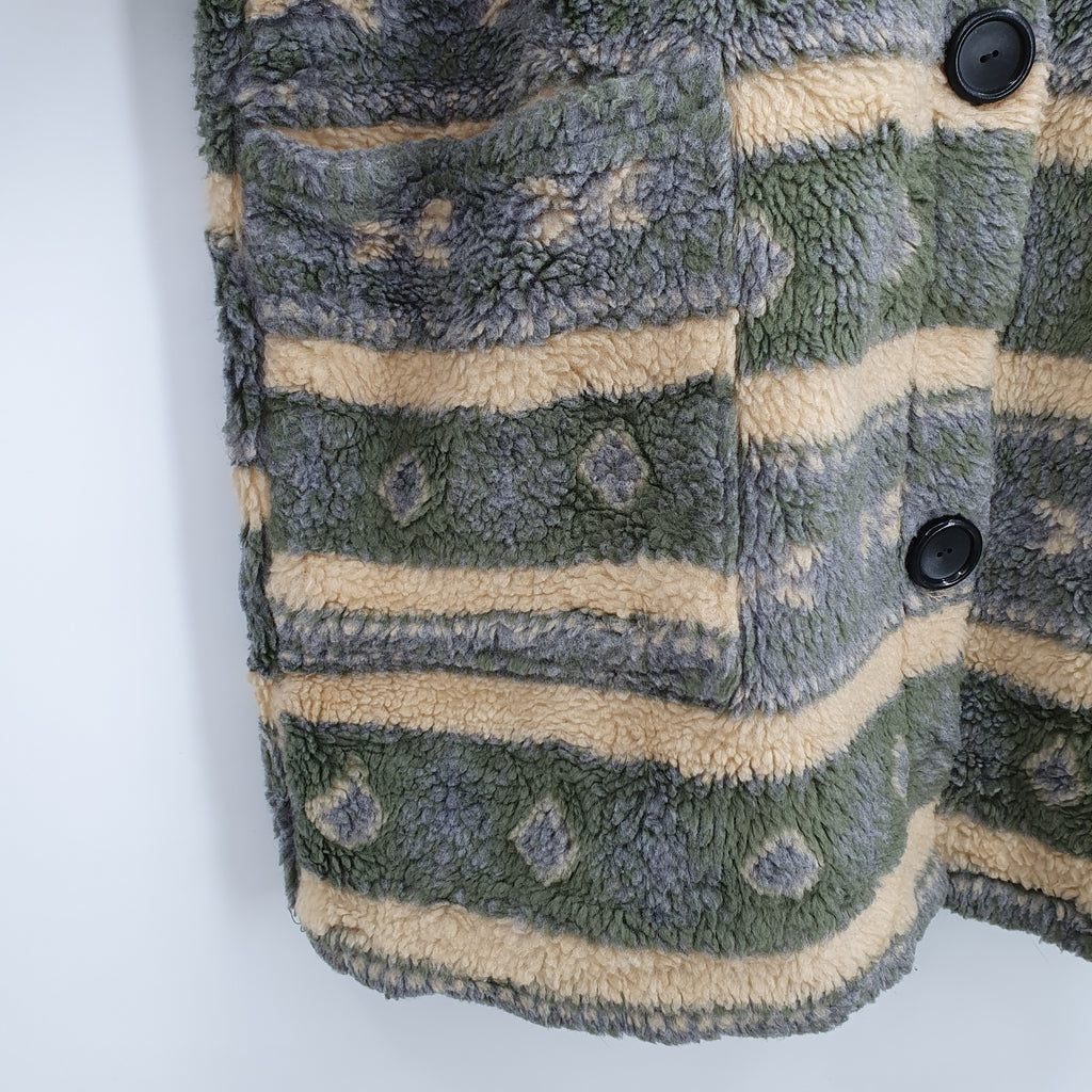 Green-beige fleece jacket from the 90s, size 42-44