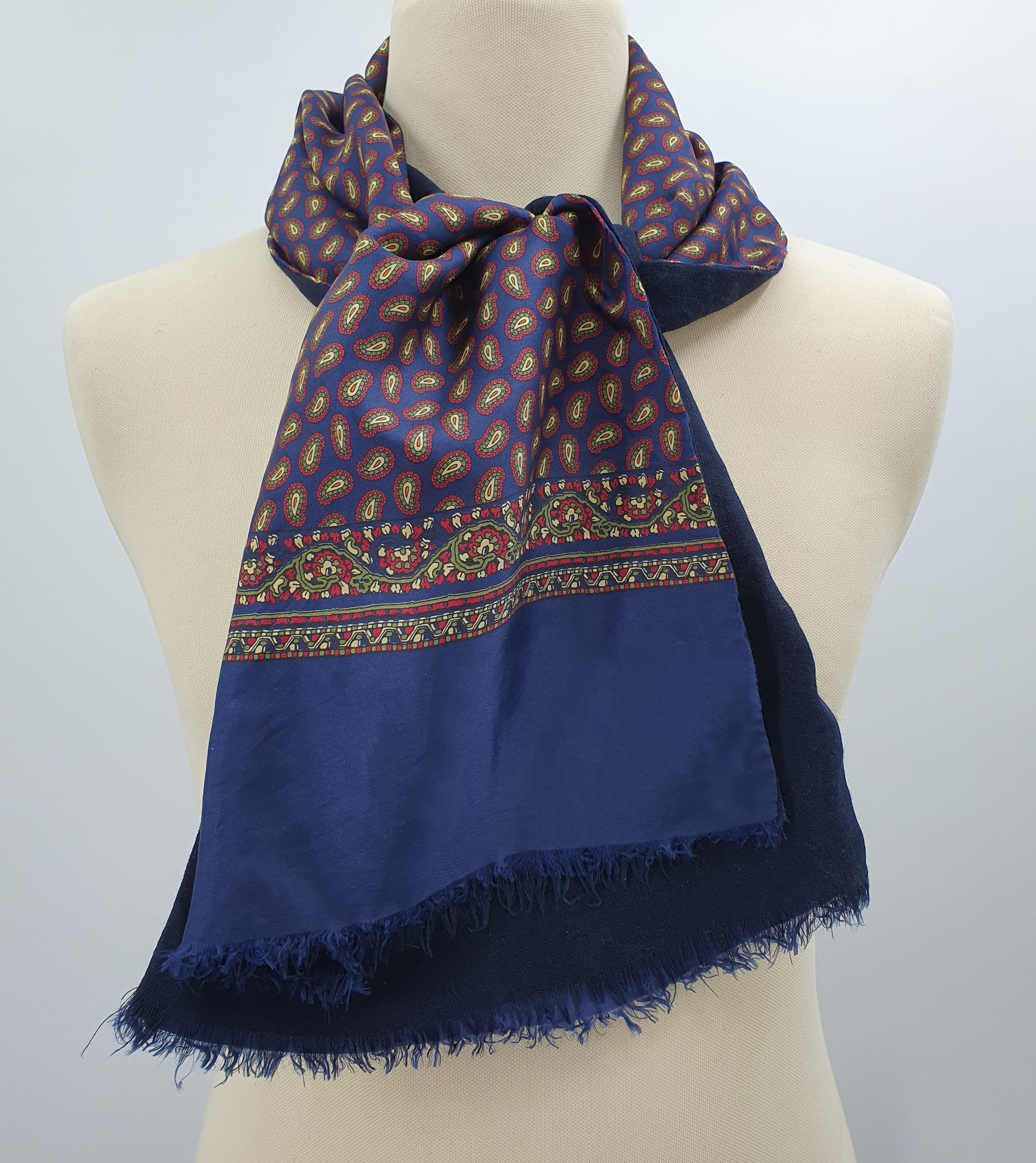 Bruno Ferrari, men's long wool-silk scarf, made in Italy, size 28x140cm