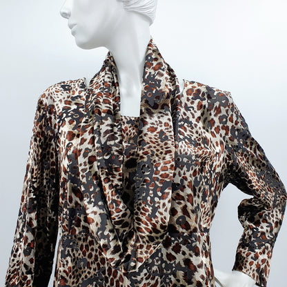 Modelia, leopard print tunic and scarf, size 42-44