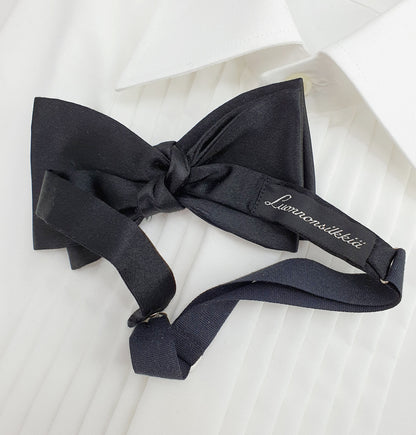 Men's natural silk bow tie, color black