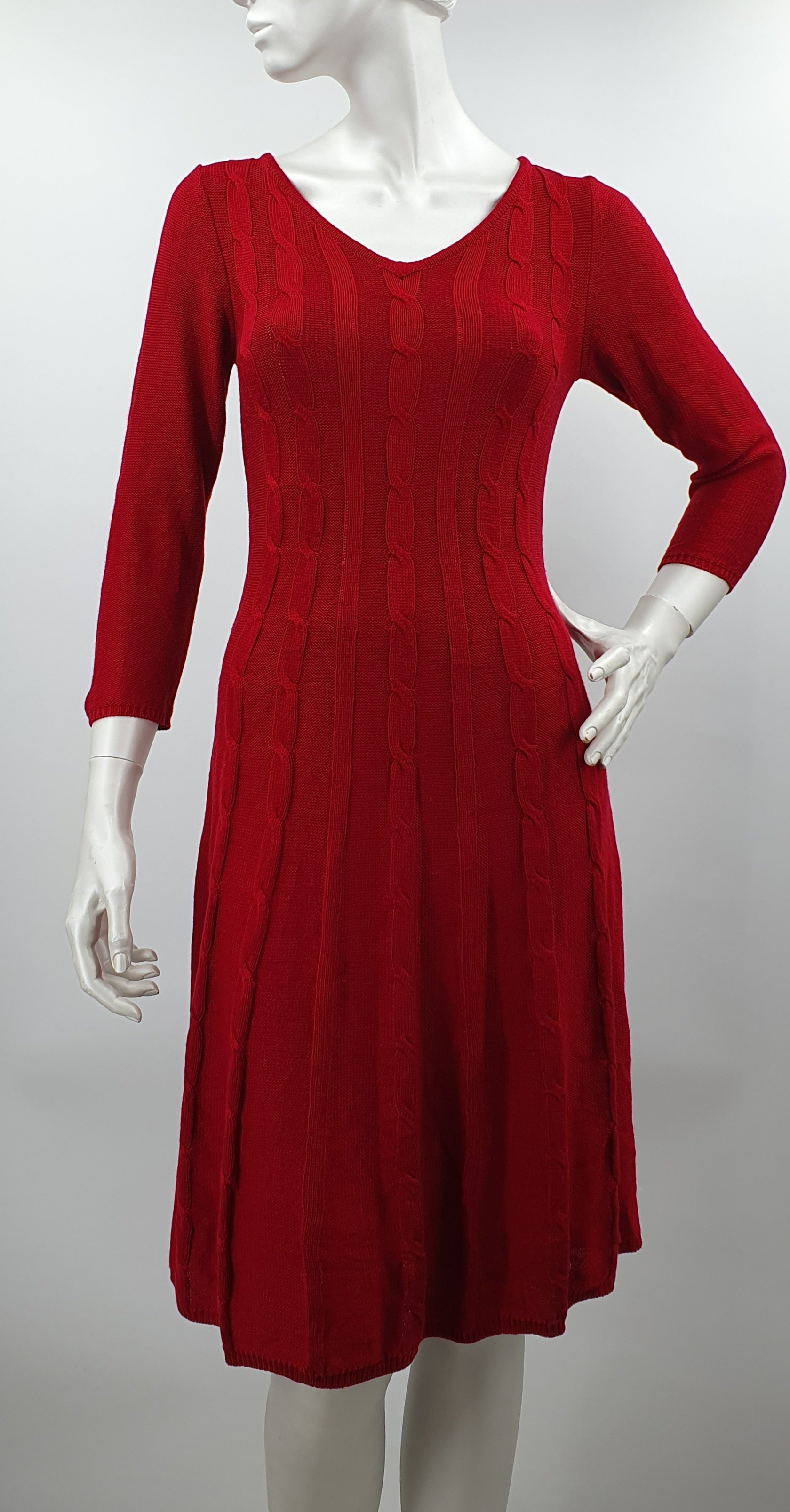 Nine West, dark red knitted dress, size 34-36