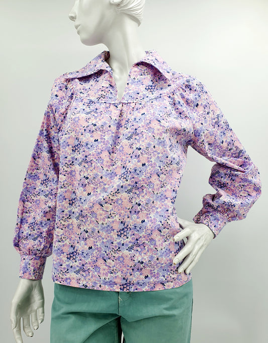 Pastel colored cotton shirt from the 80s, size 36/38