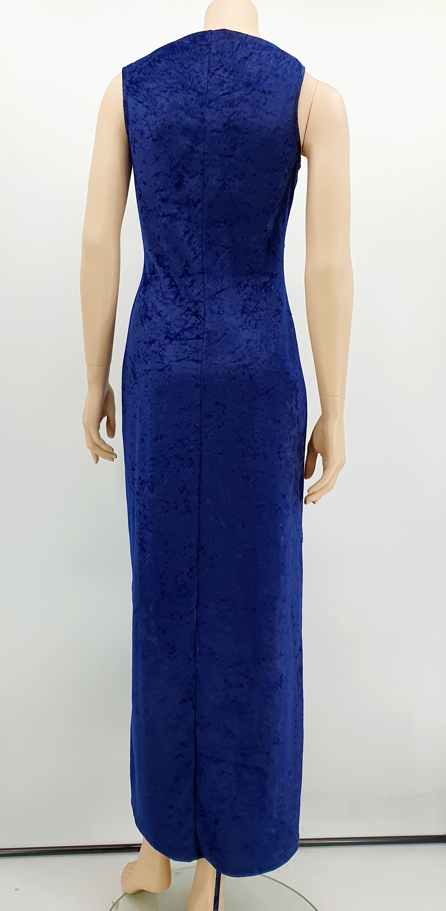 Blue velvet maxi dress from the 90s, size 34-36