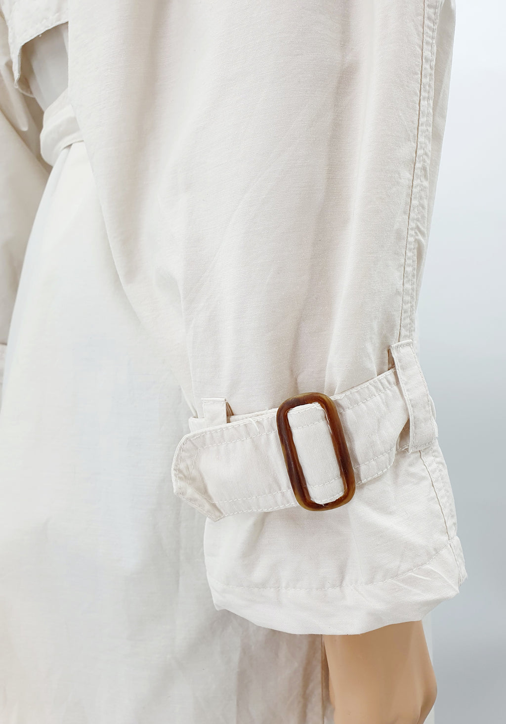 Reflex, long light-colored trench coat from the 90s, size 42