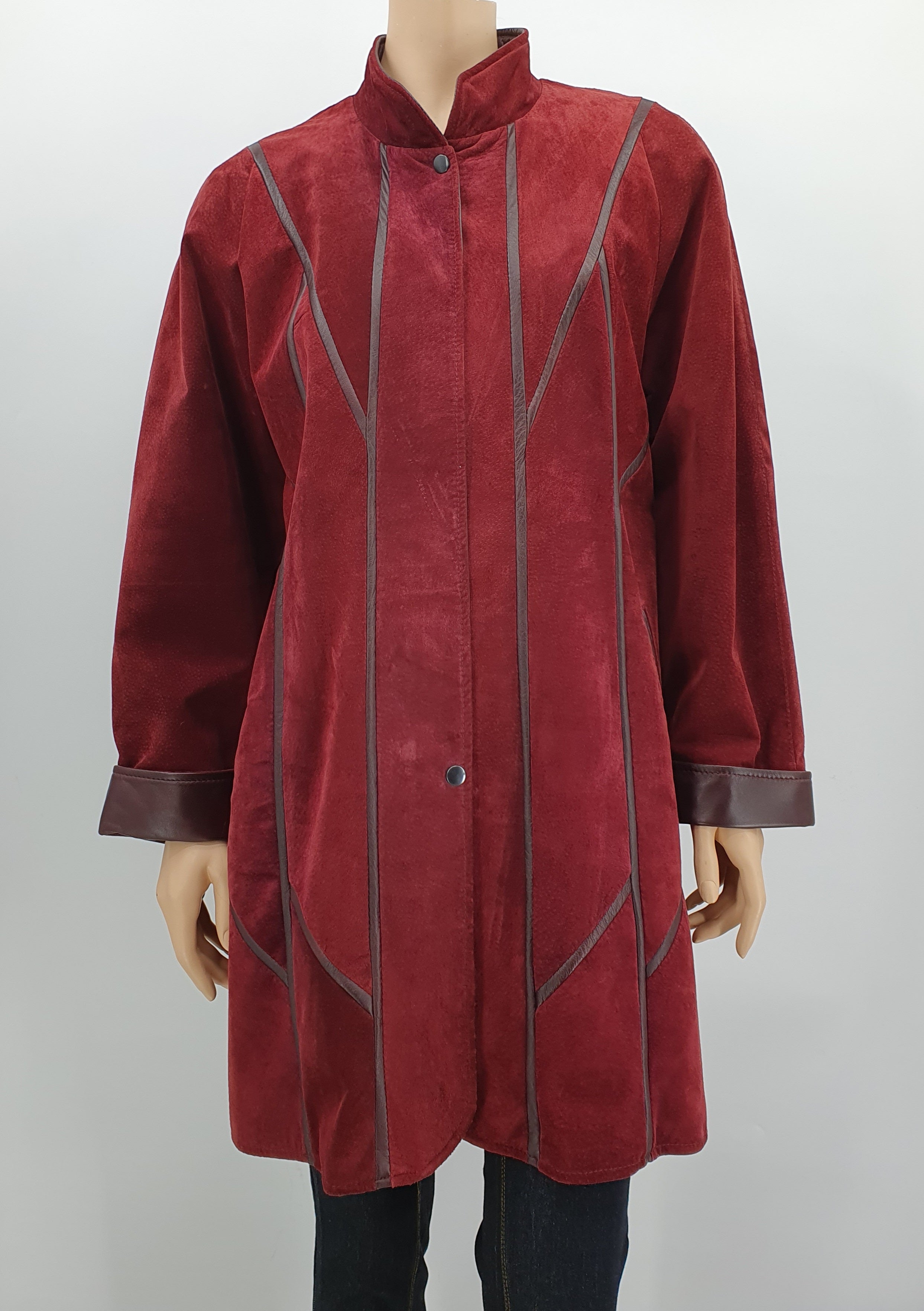 Viininpunainen mokkanahkatakki 80-90-luvulta 