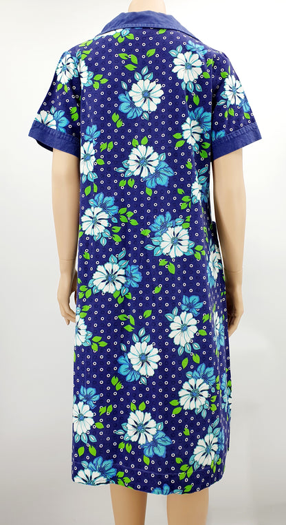 Carat, blue cotton dress from the 70s-80s, size 38-40