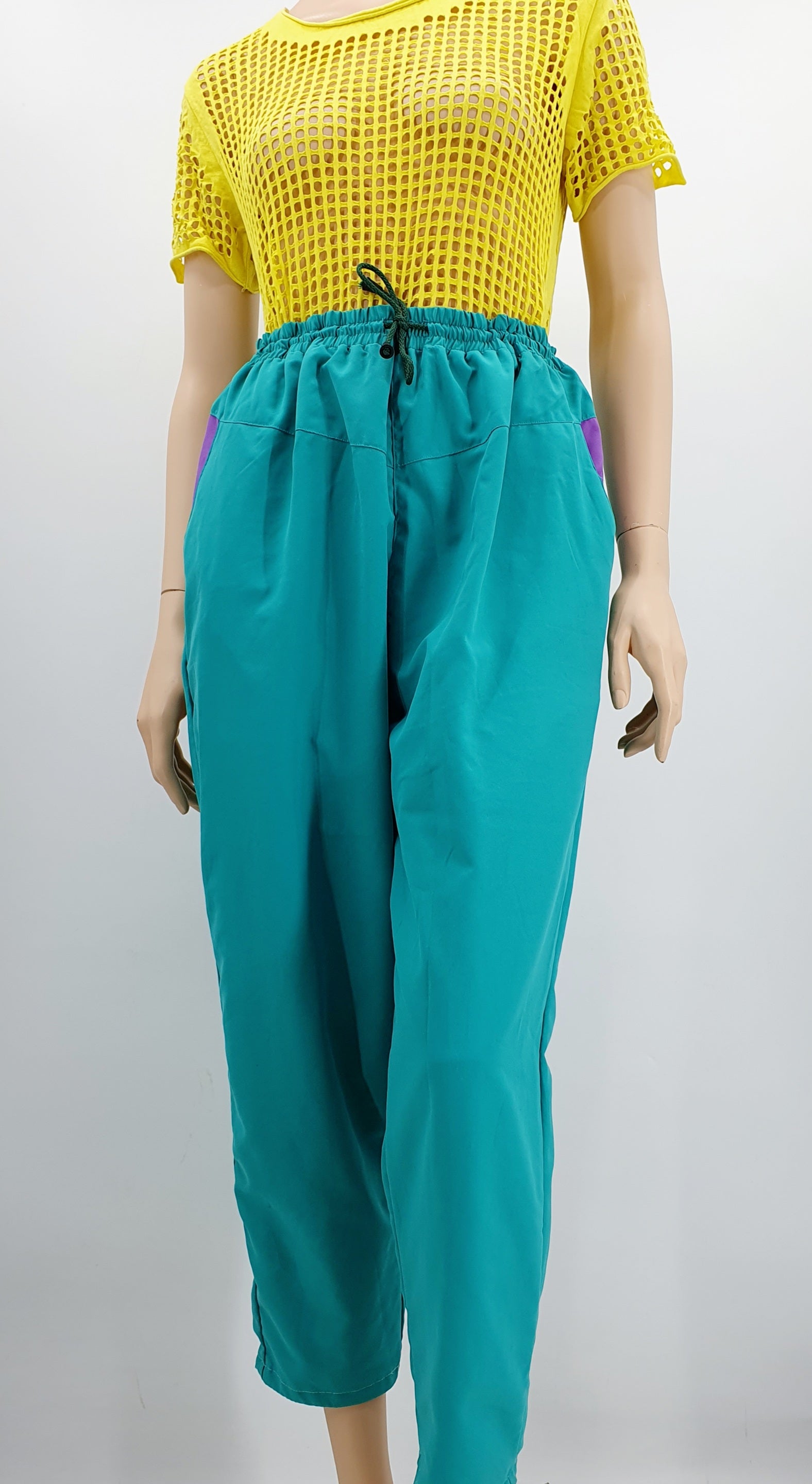 Vintage ulkoiluhousut 90-luvulta, väri vedenvihreä