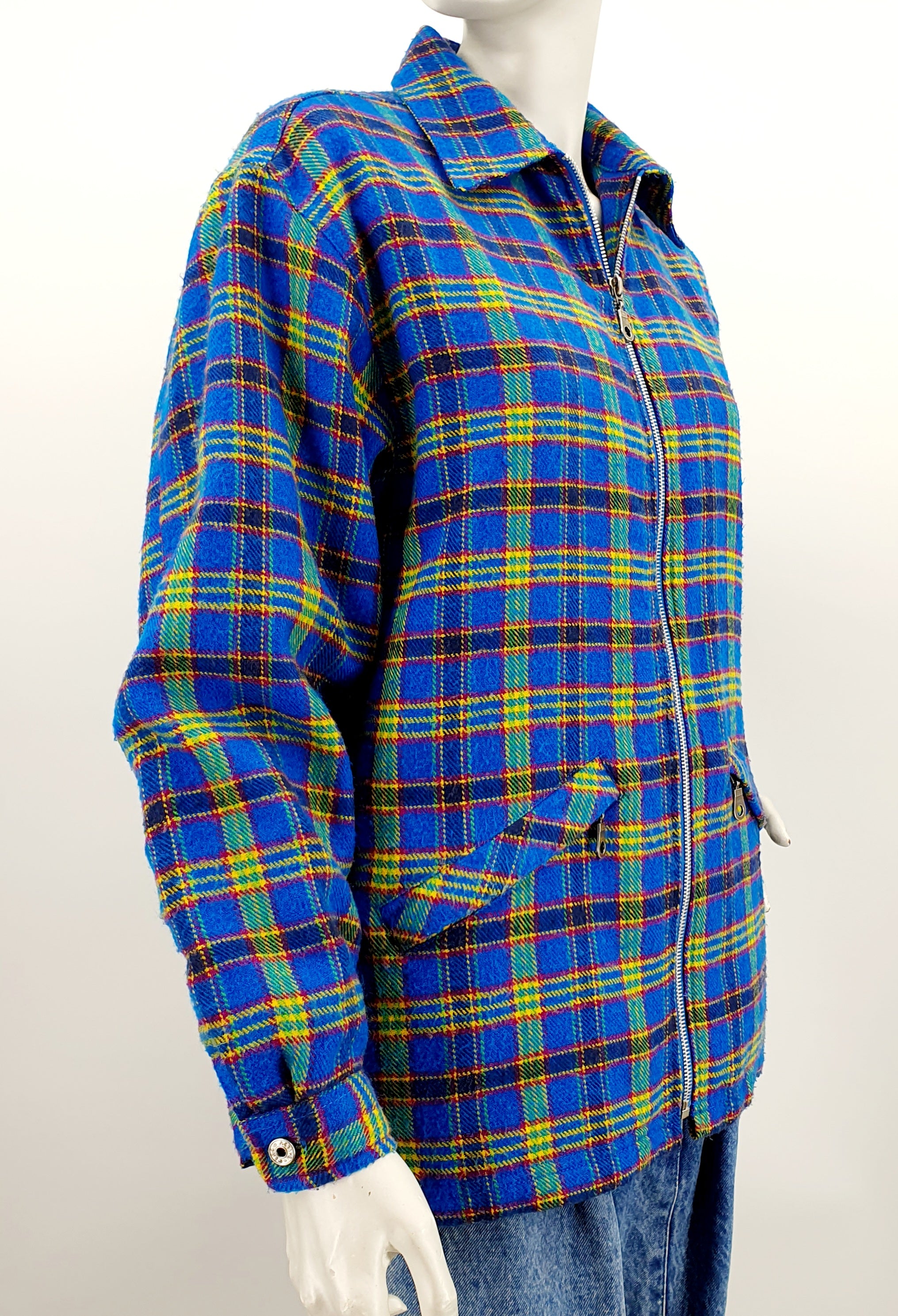 Active wear, checked autumn jacket from the 80s-90s, size 38, men's S
